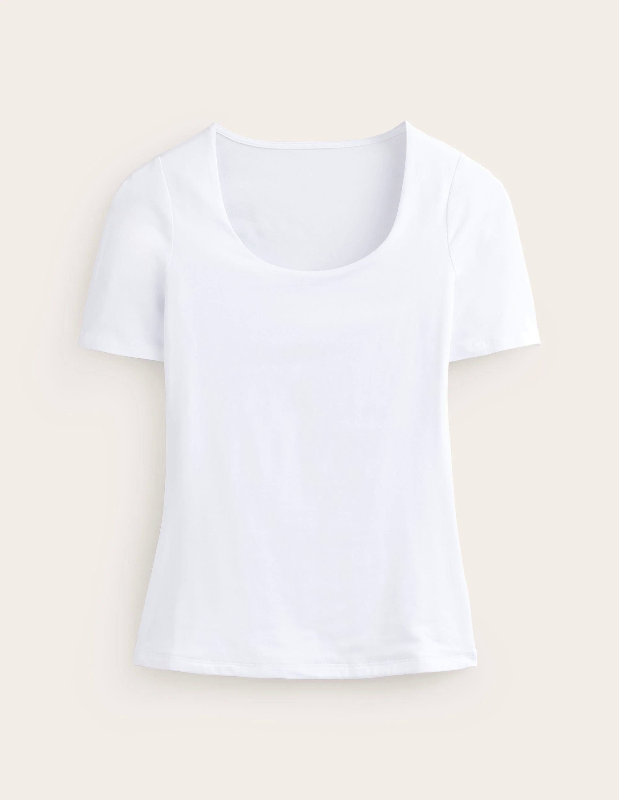Double Layer Scoop T-shirt-White Double Layer Scoop T-shirt-White