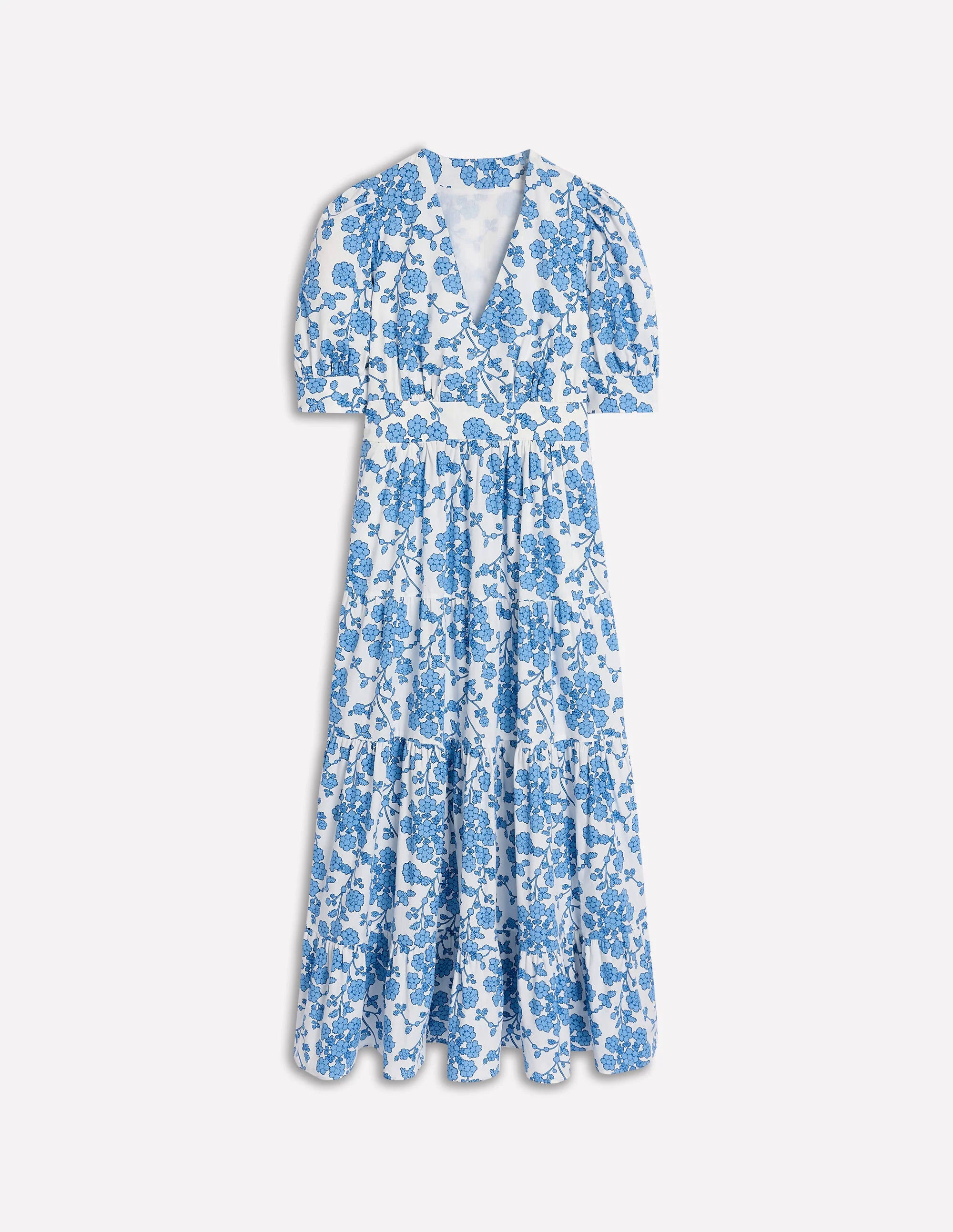  Puff Sleeve Maxi Dress-Ivory, Trailing Yarrow