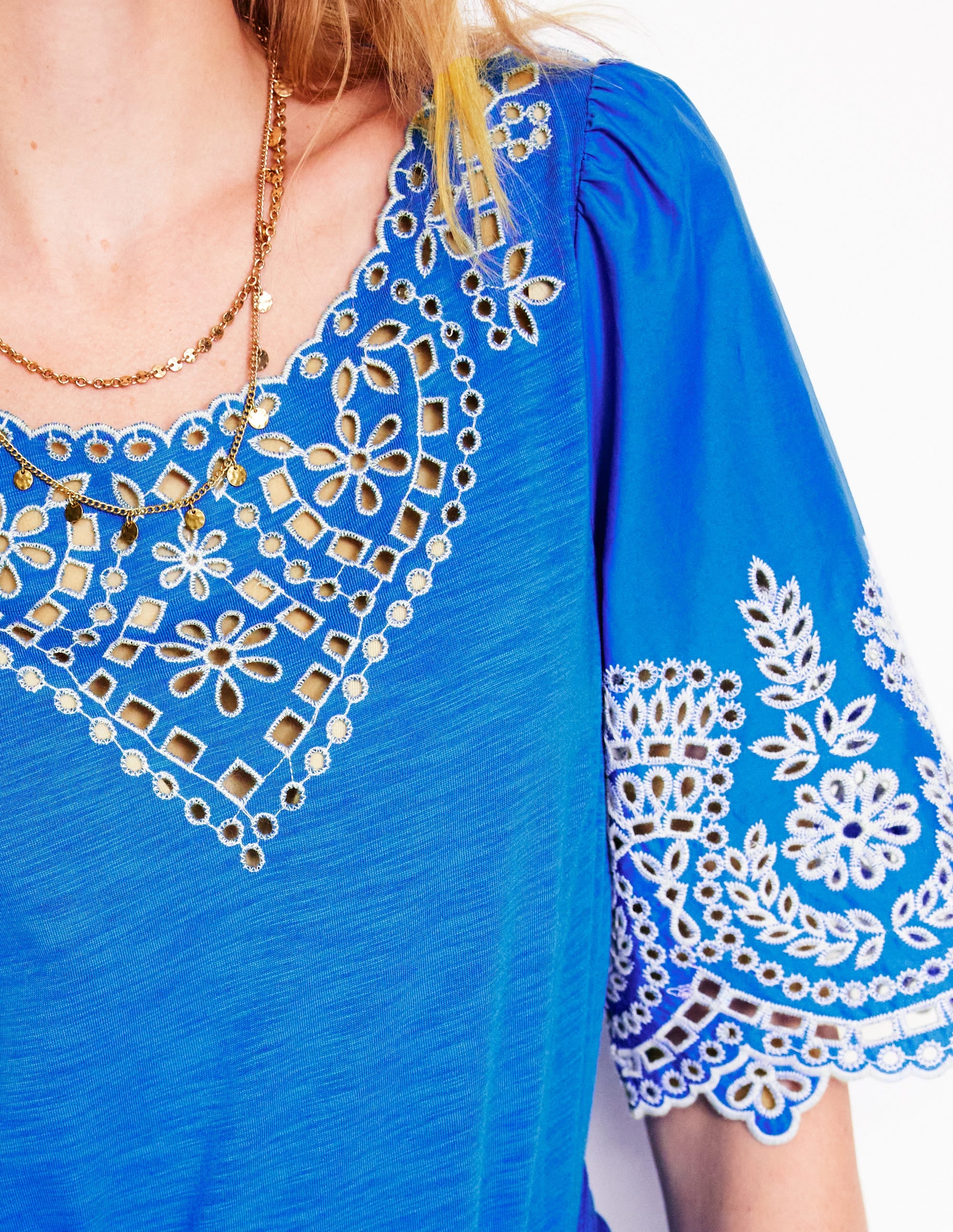 Isabel Broderie Mix maxi Dress-Cerulean Blue Isabel Broderie Mix maxi Dress-Cerulean Blue