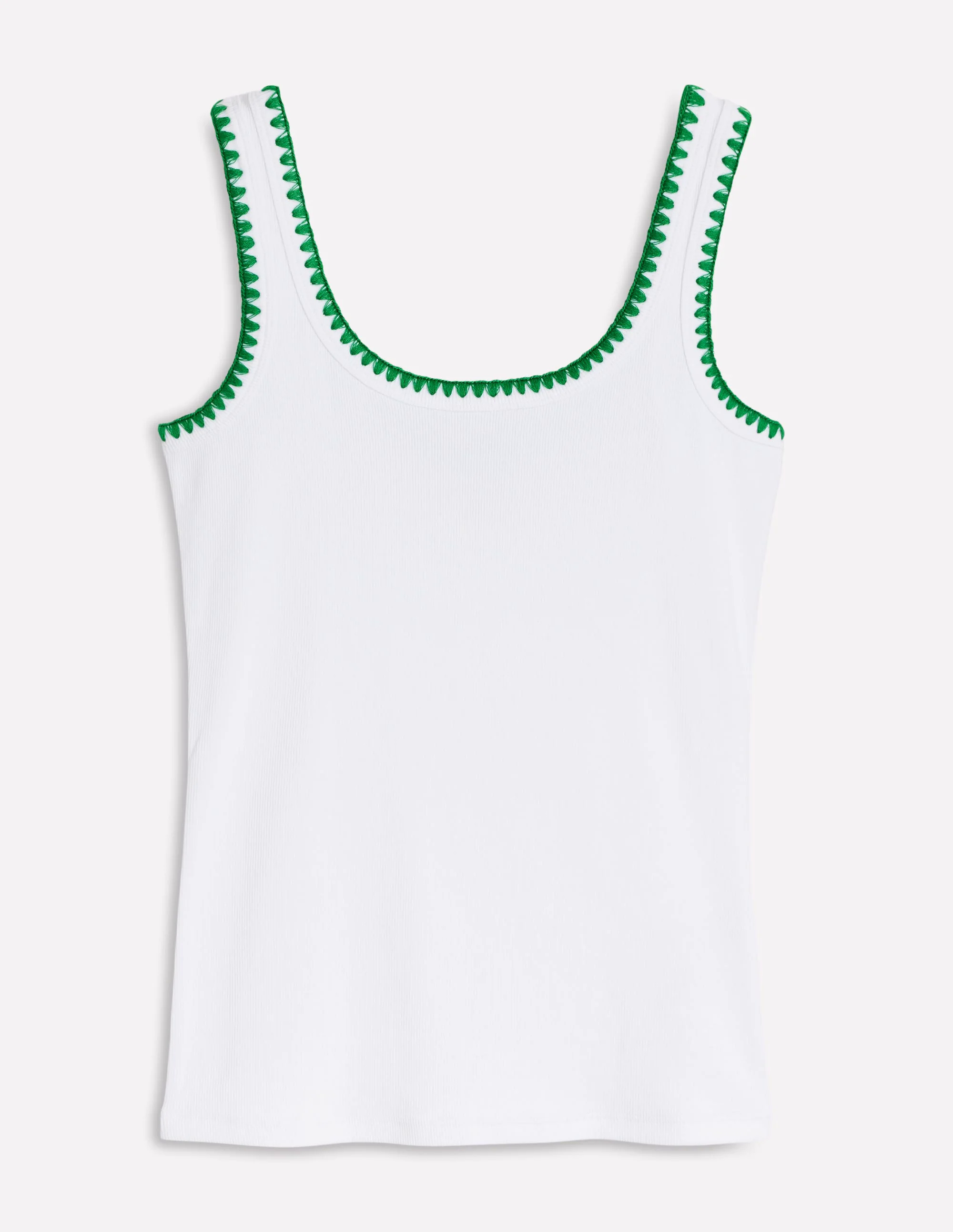 Crochet Trim Tank Top-White Crochet Trim Tank Top-White