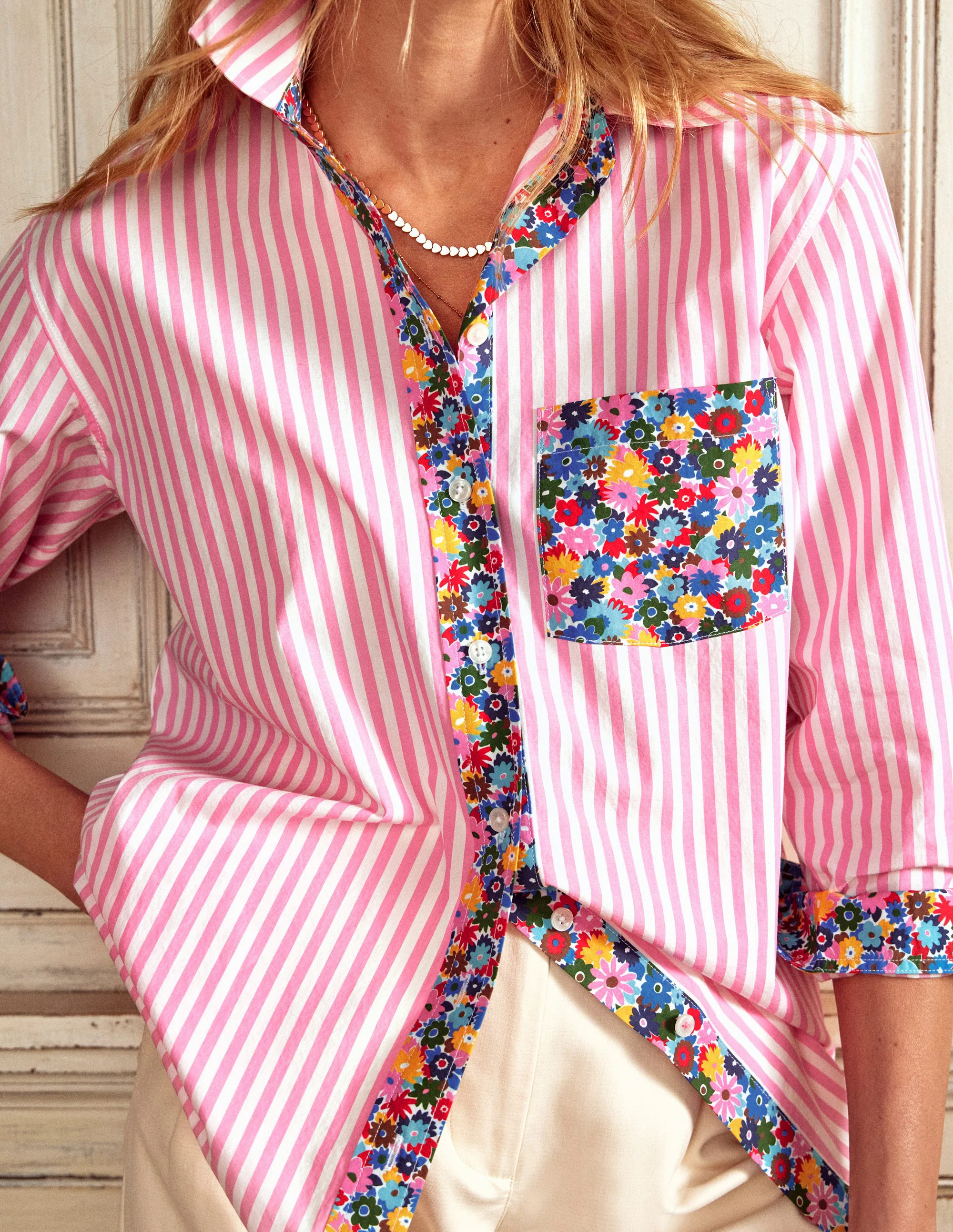  Relaxed Cotton Shirt-Multi, Paintbox Ditsy