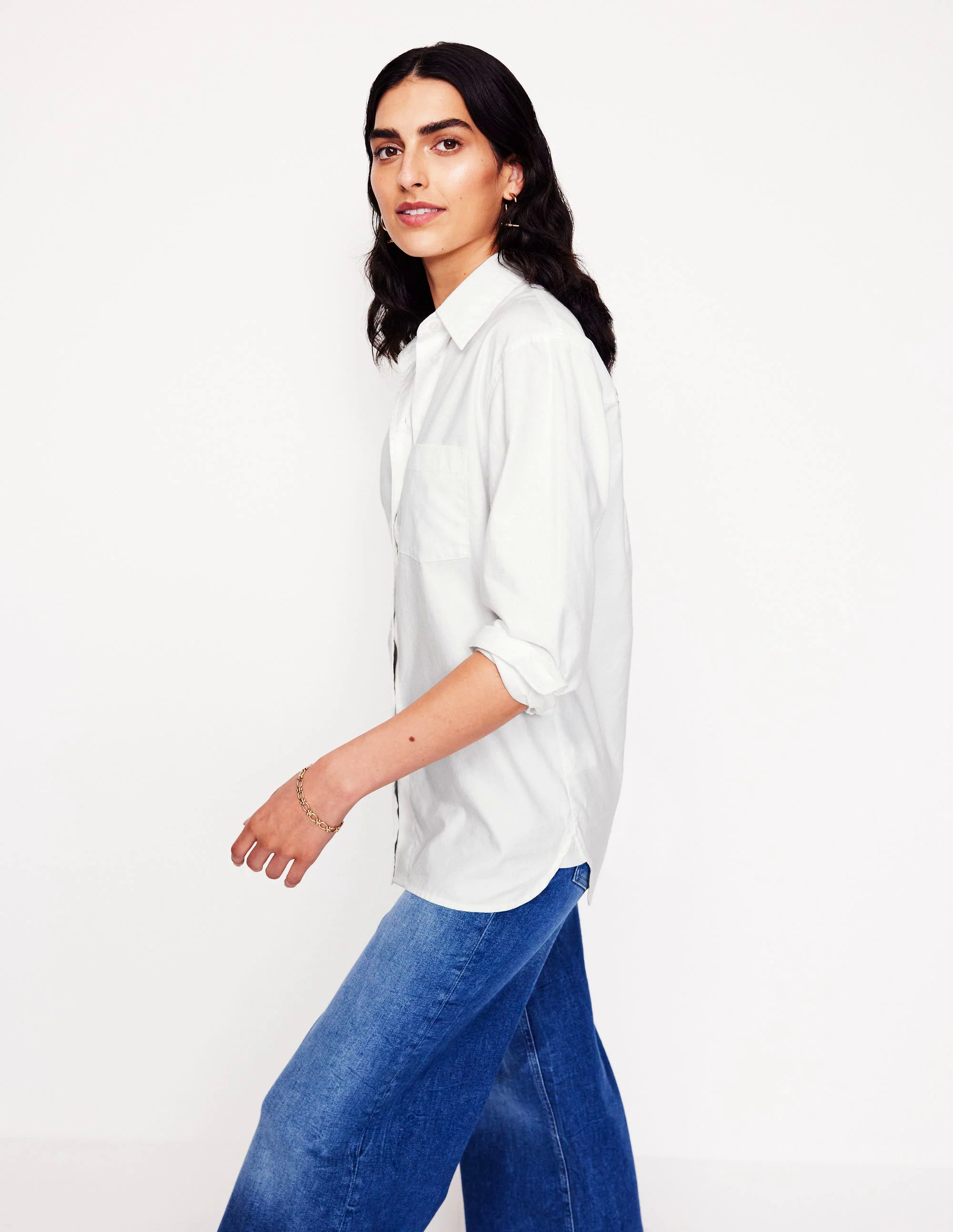 Relaxed Cotton Shirt-White Oxford