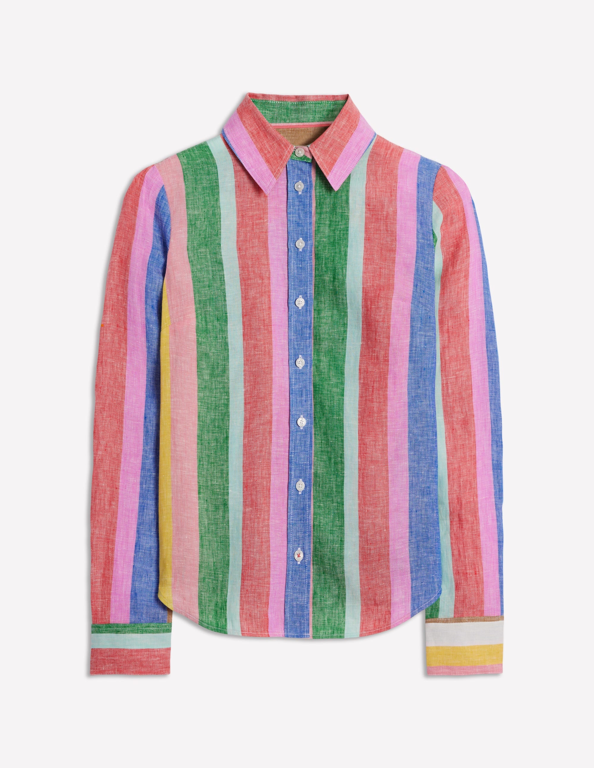 Linen Shirt-Bright Rainbow Stripe