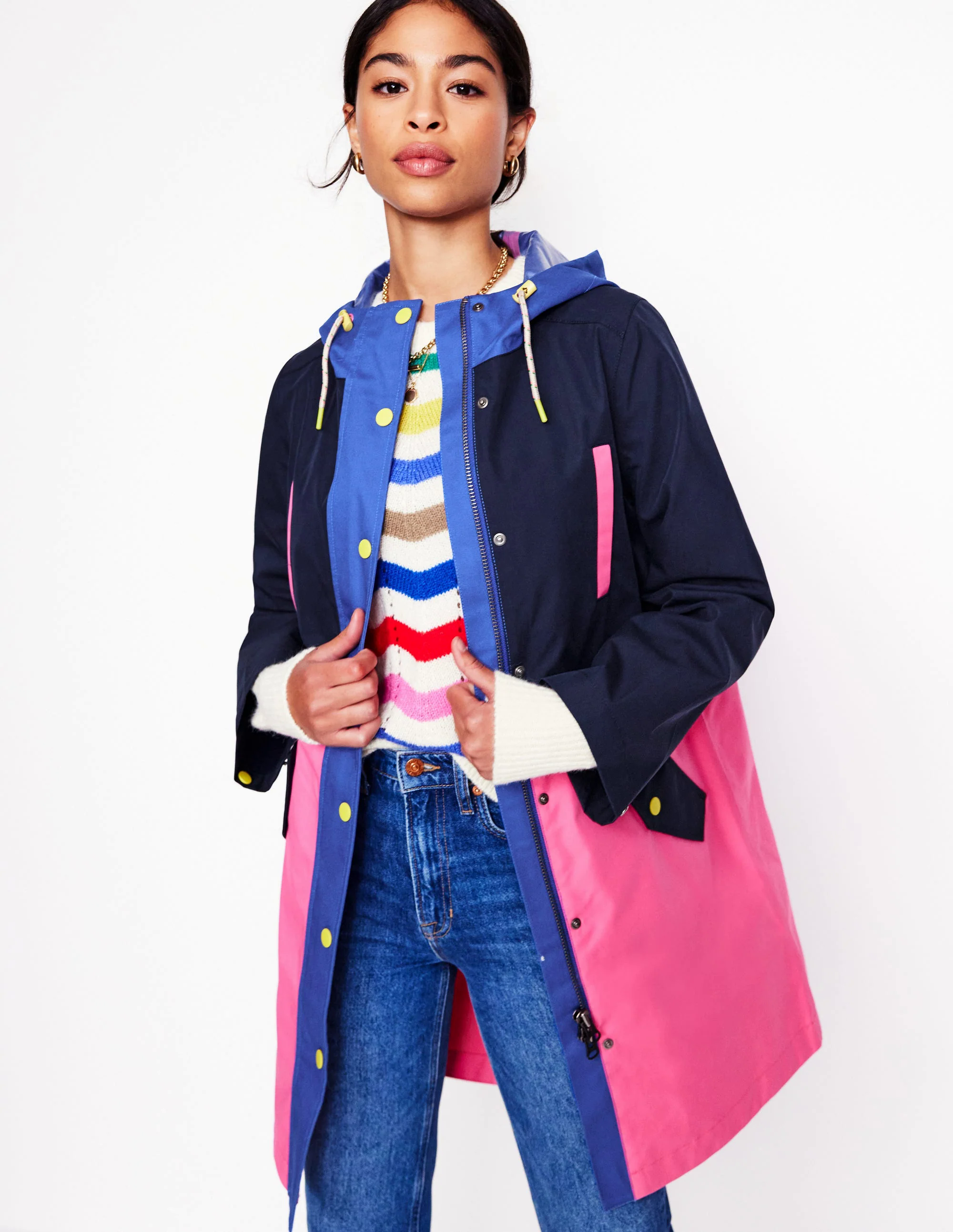 Wells Waterproof Hooded Coat-Colourblock Wells Waterproof Hooded Coat-Colourblock