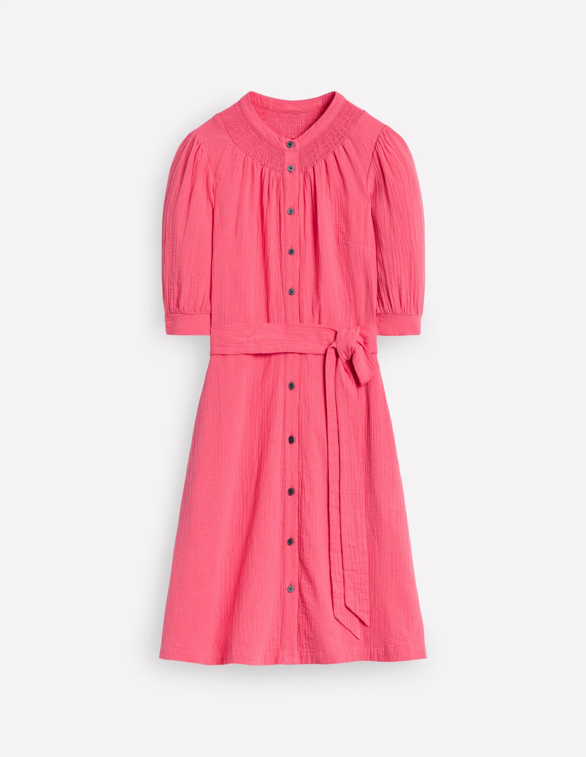  Double Cloth Short Dress-Azalea Pink
