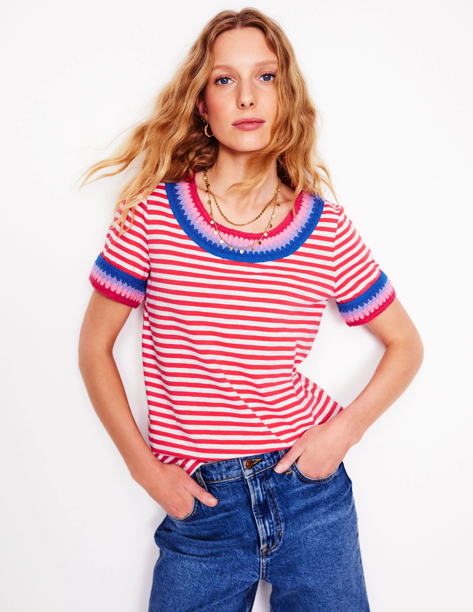 Fae Crochet T-shirt-Ivory, Cayenne Fae Crochet T-shirt-Ivory, Cayenne