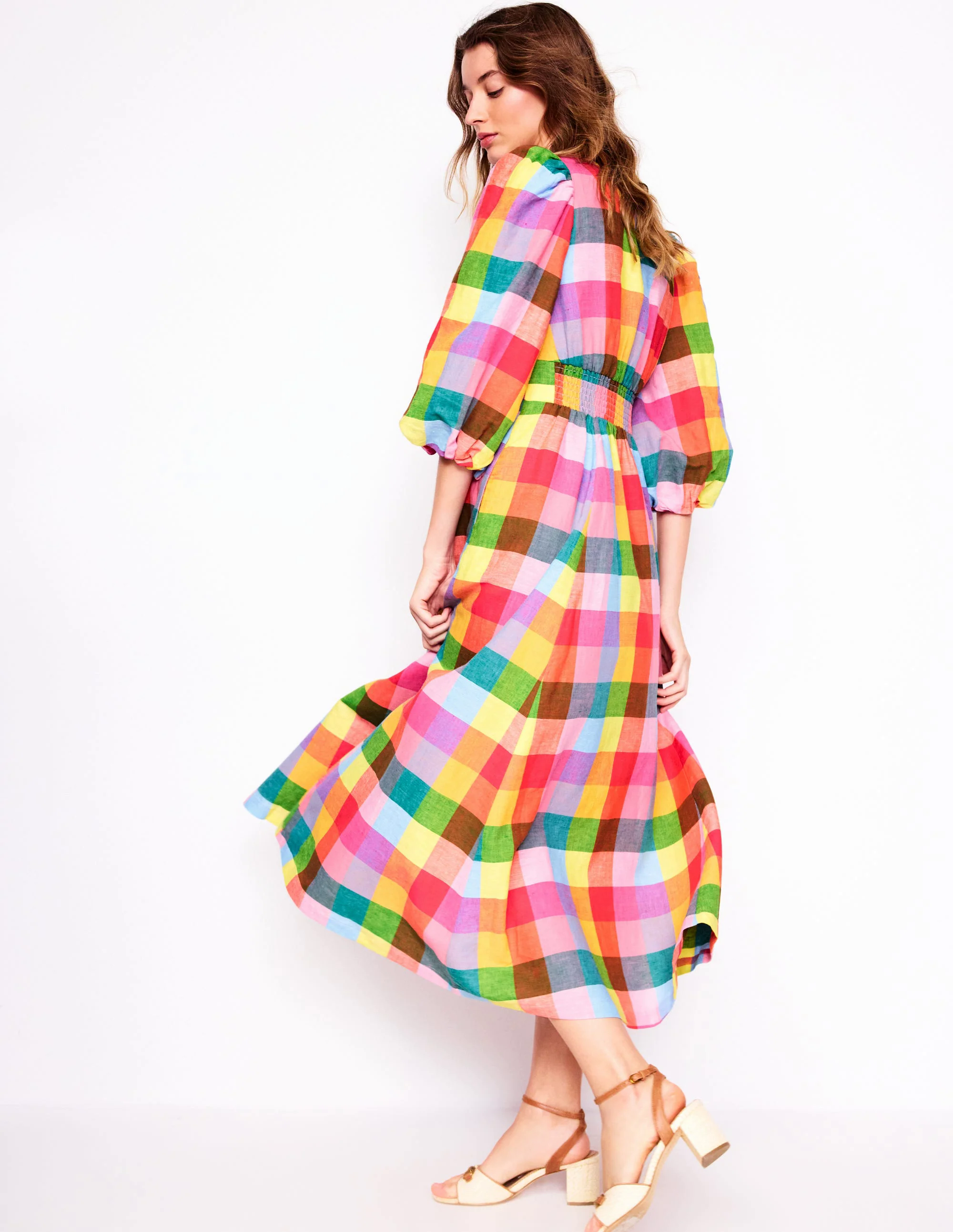 Lola Blouson Maxi Dress-Rainbow Multigingham Lola Blouson Maxi Dress-Rainbow Multigingham