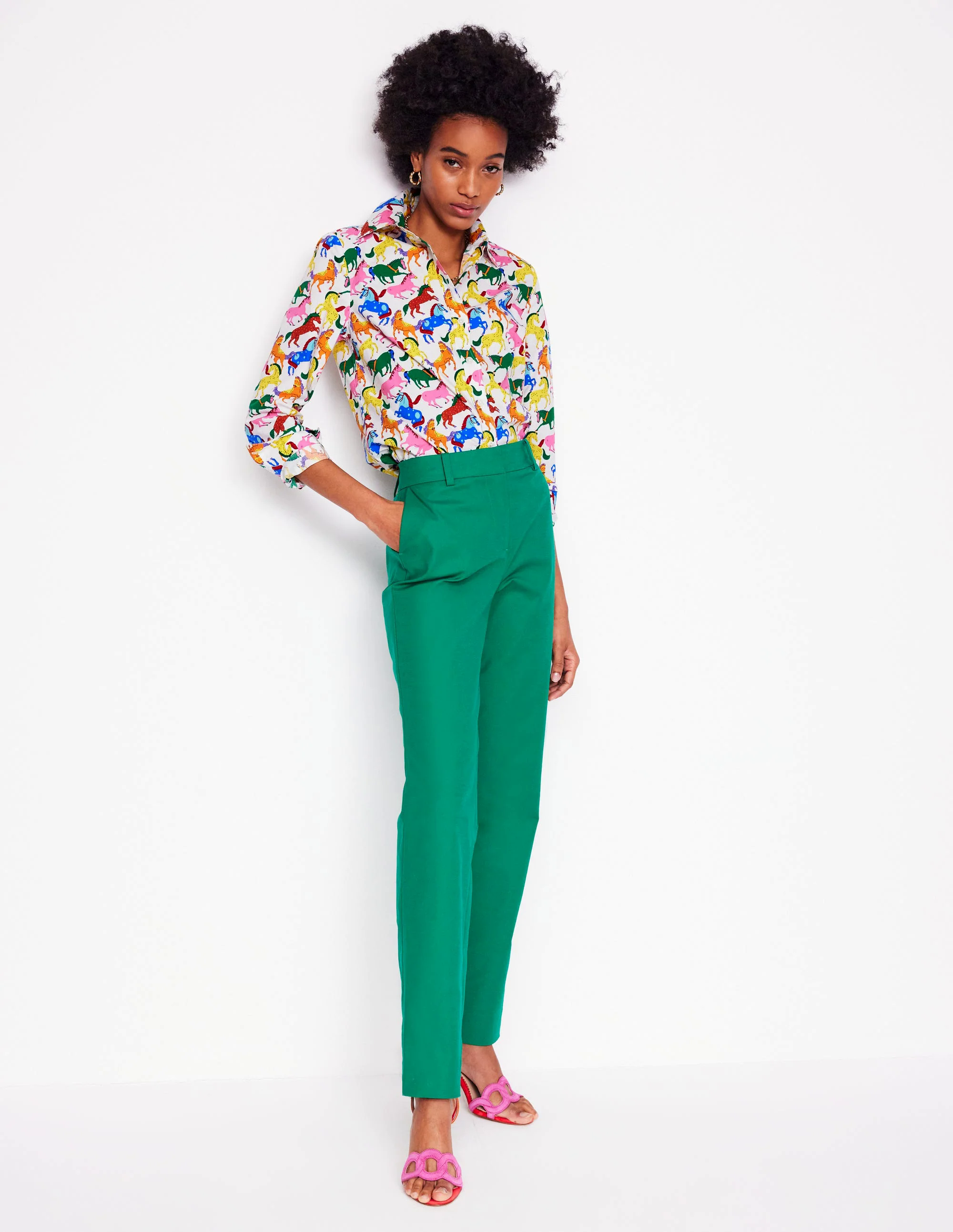  Cotton Shirt-Hotched Multi Stripe