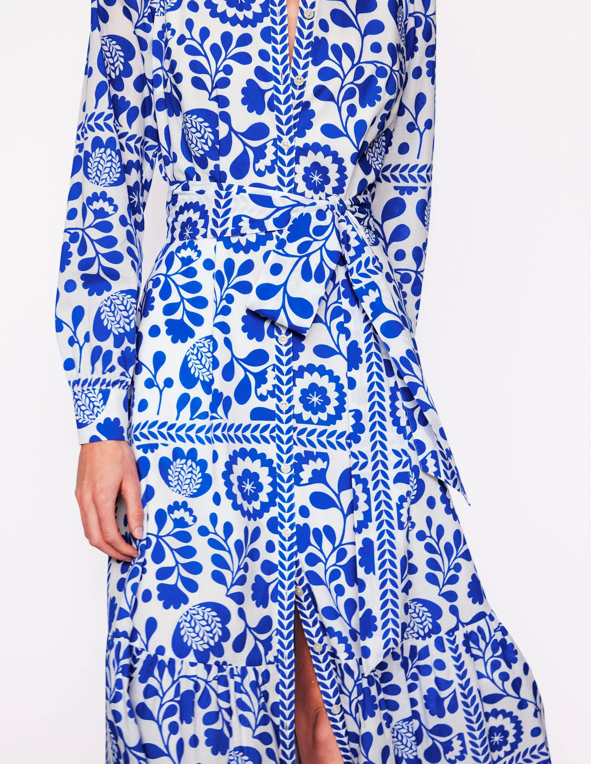 Mia Tiered Shirt Dress-Gallery Blue, Vine Tile Mia Tiered Shirt Dress-Gallery Blue, Vine Tile