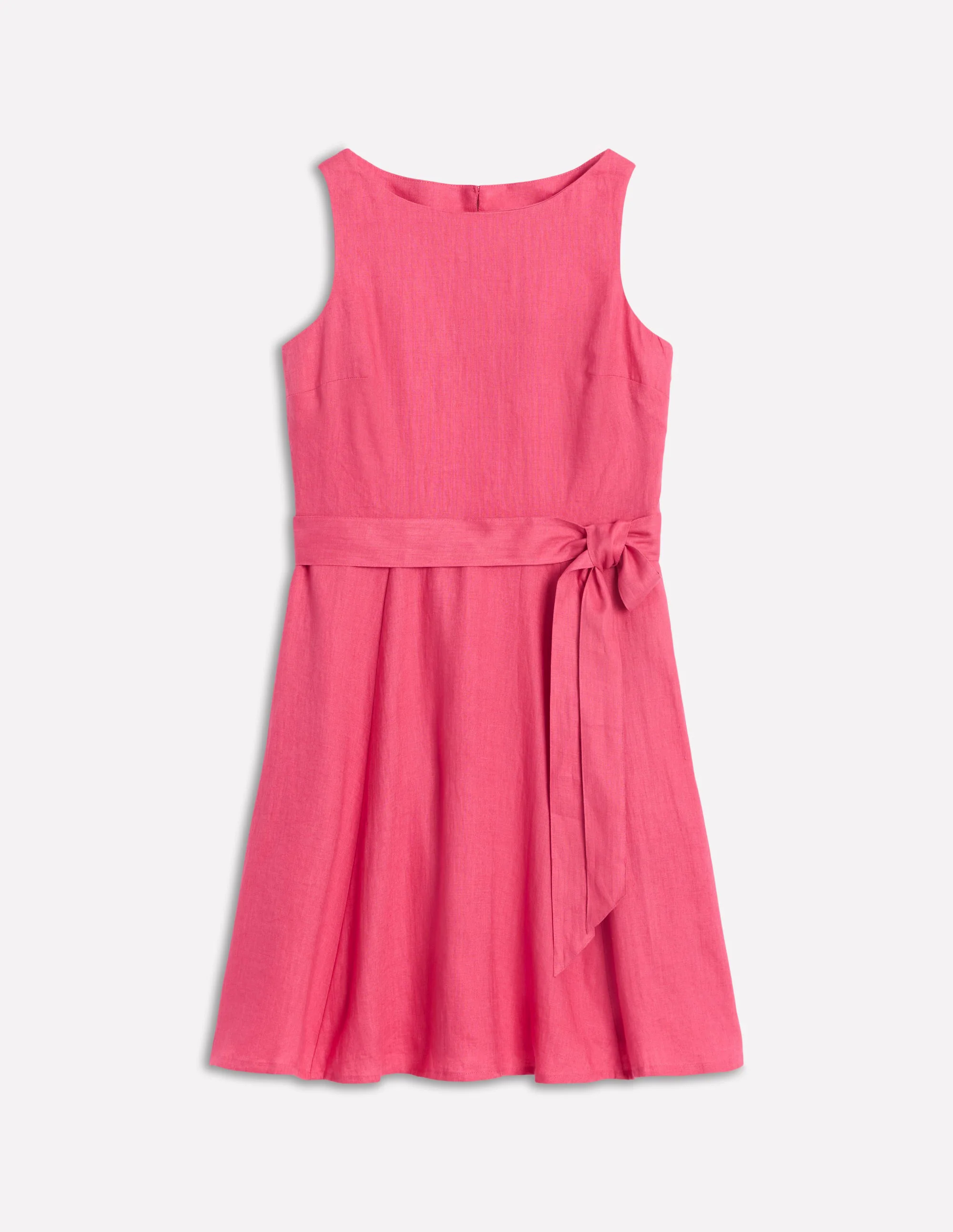  Sleeveless Linen Dress-Rose Pink