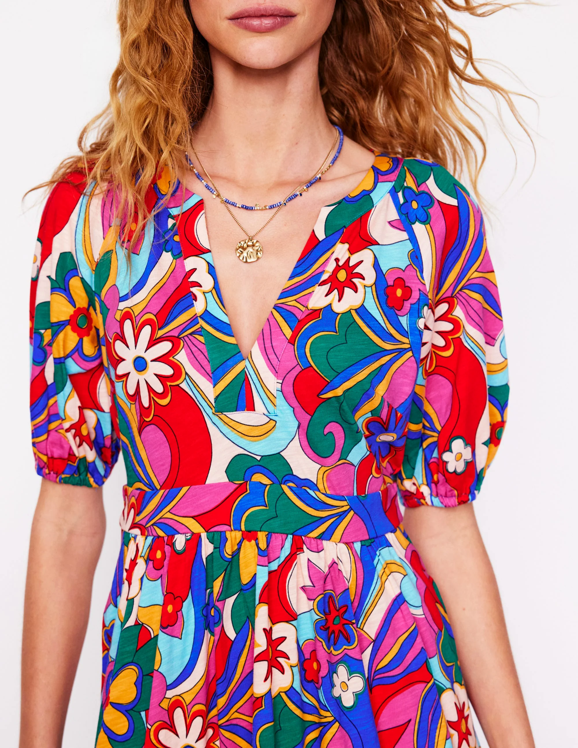  Short Jersey Dress-Multi, Blossomy Pop