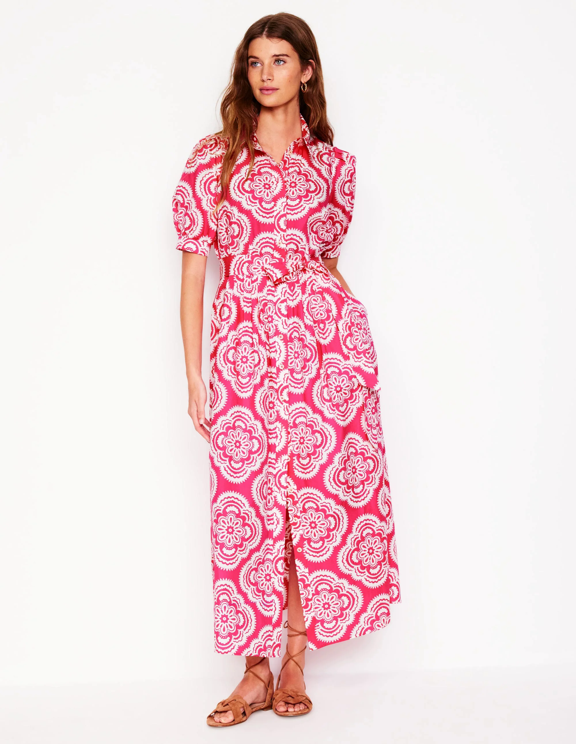  Maxi Shirt Dress-Pink Peony, Botanic Blush
