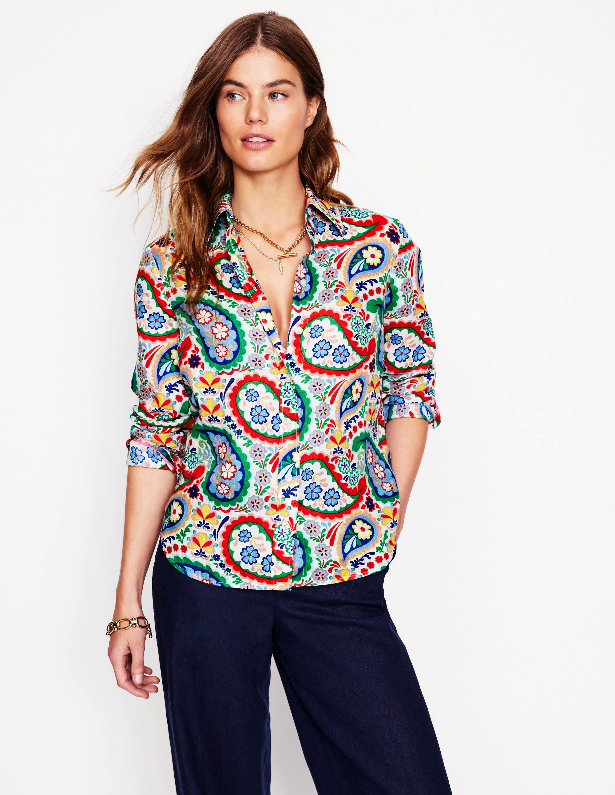  Linen Shirt-Multi Meadow Paisley