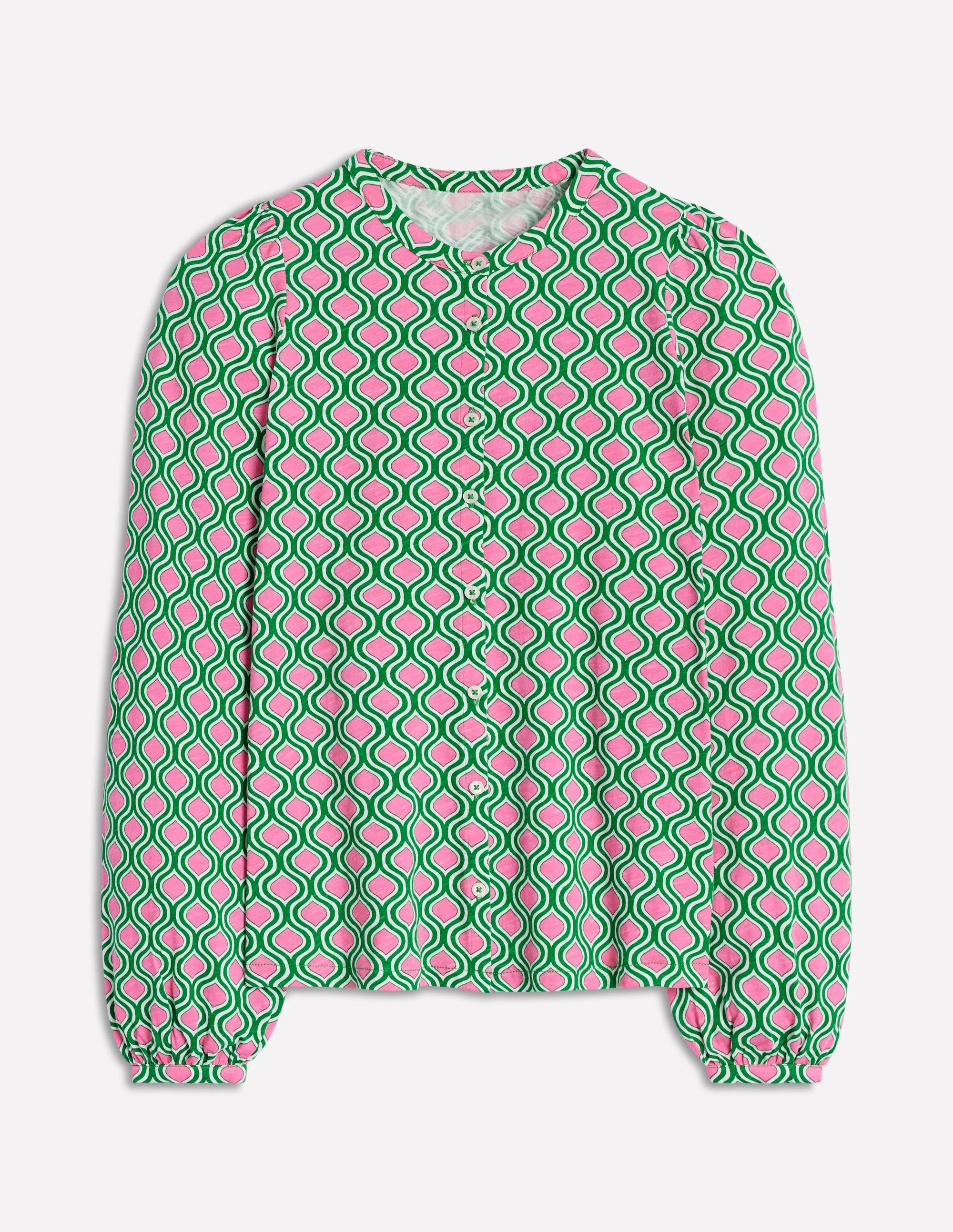 Marina Jersey Shirt-Rich Emerald, Geo Trellis Marina Jersey Shirt-Rich Emerald, Geo Trellis