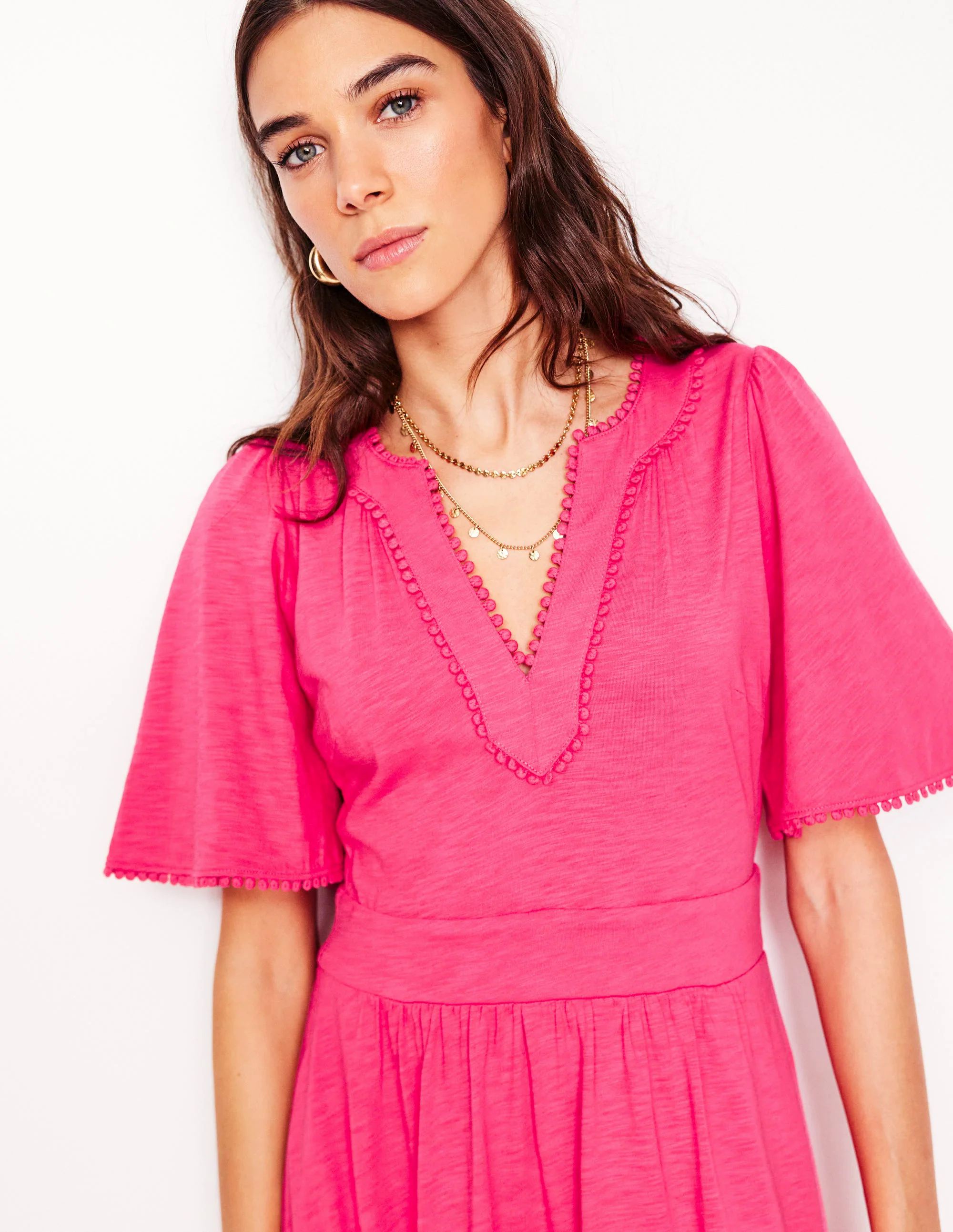 Maddie Trim Jersey Dress-Camelia Pink Maddie Trim Jersey Dress-Camelia Pink