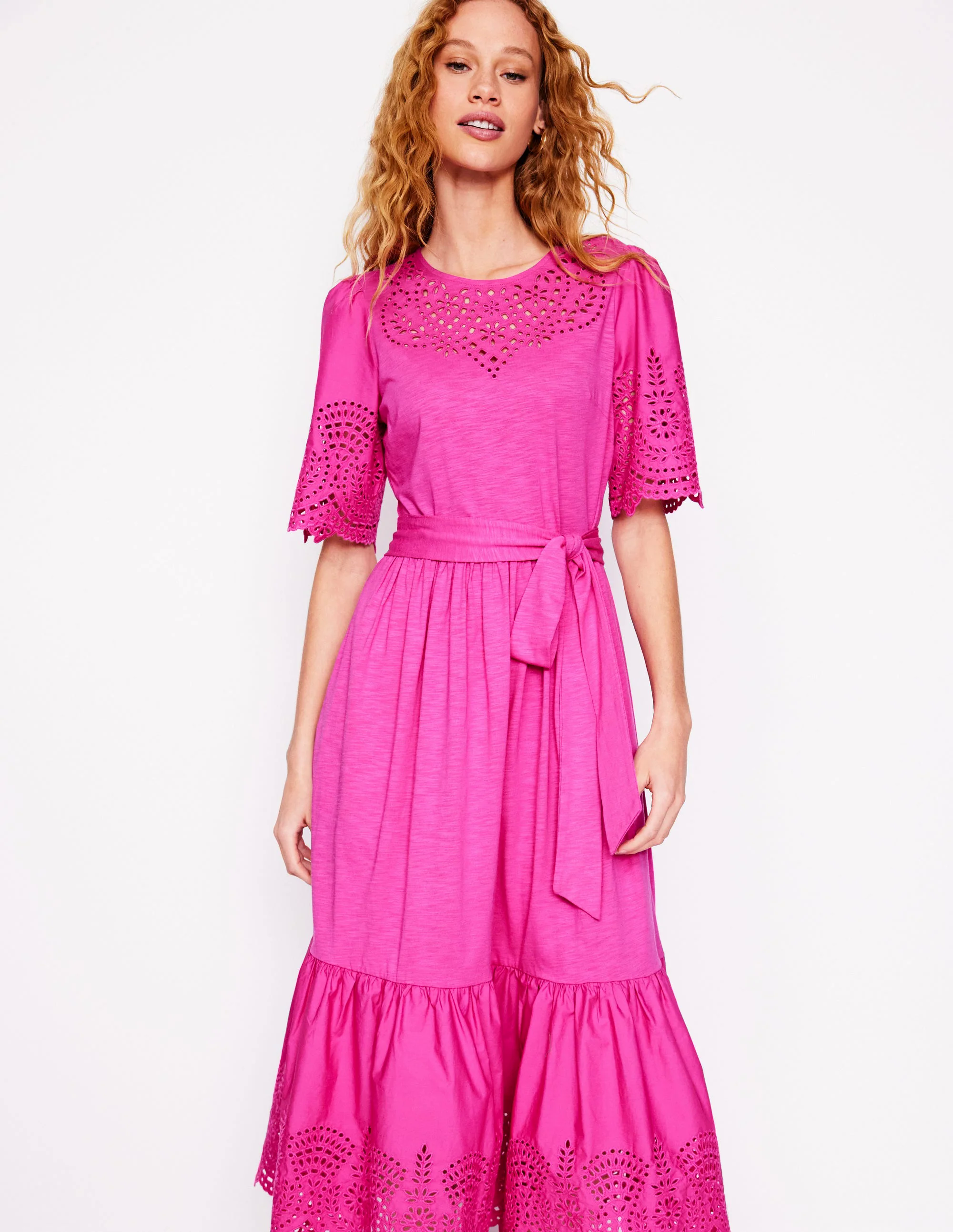 Isabel Broderie Mix maxi Dress-Cosmos Pink Isabel Broderie Mix maxi Dress-Cosmos Pink