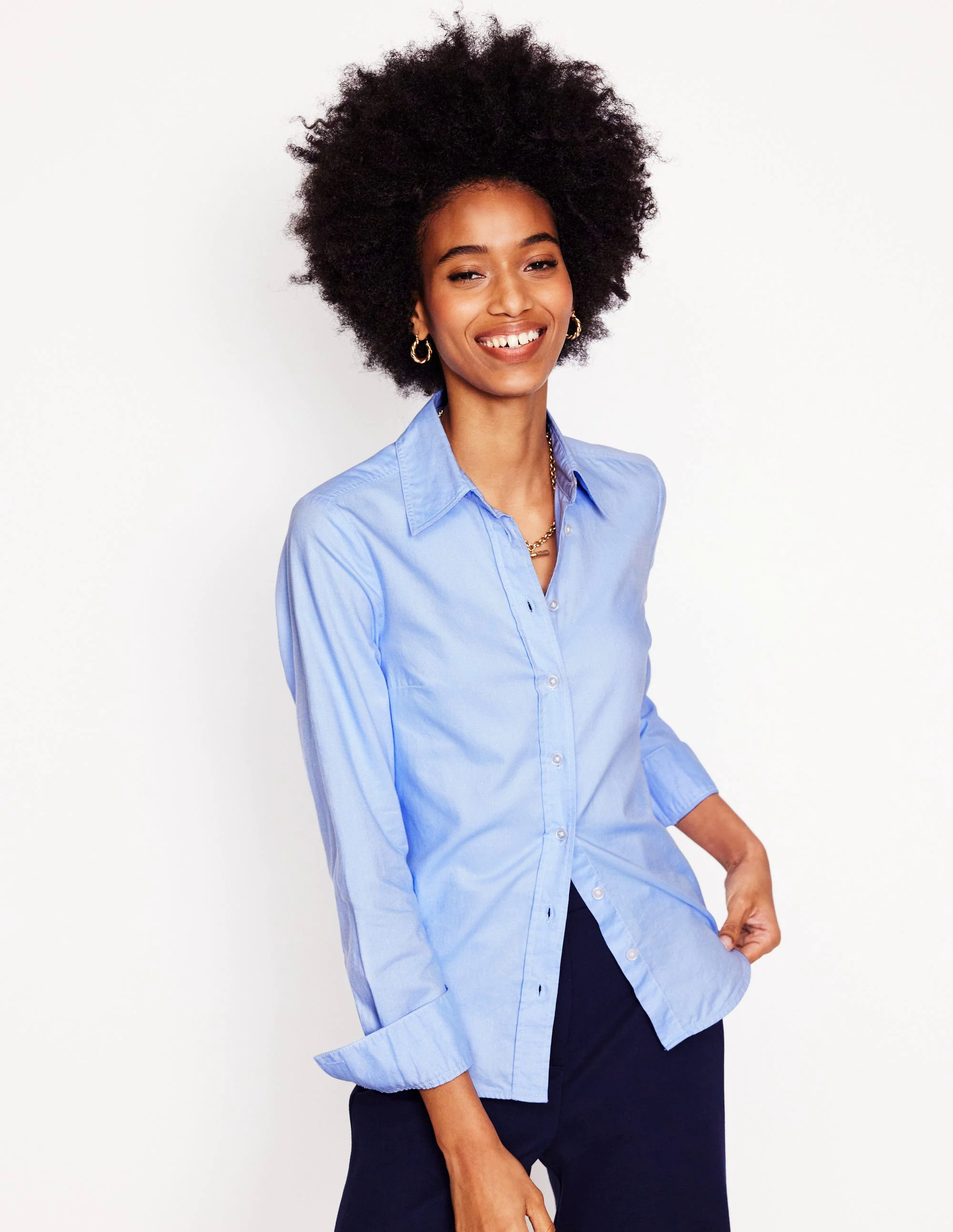  Cotton Shirt-Blue Oxford
