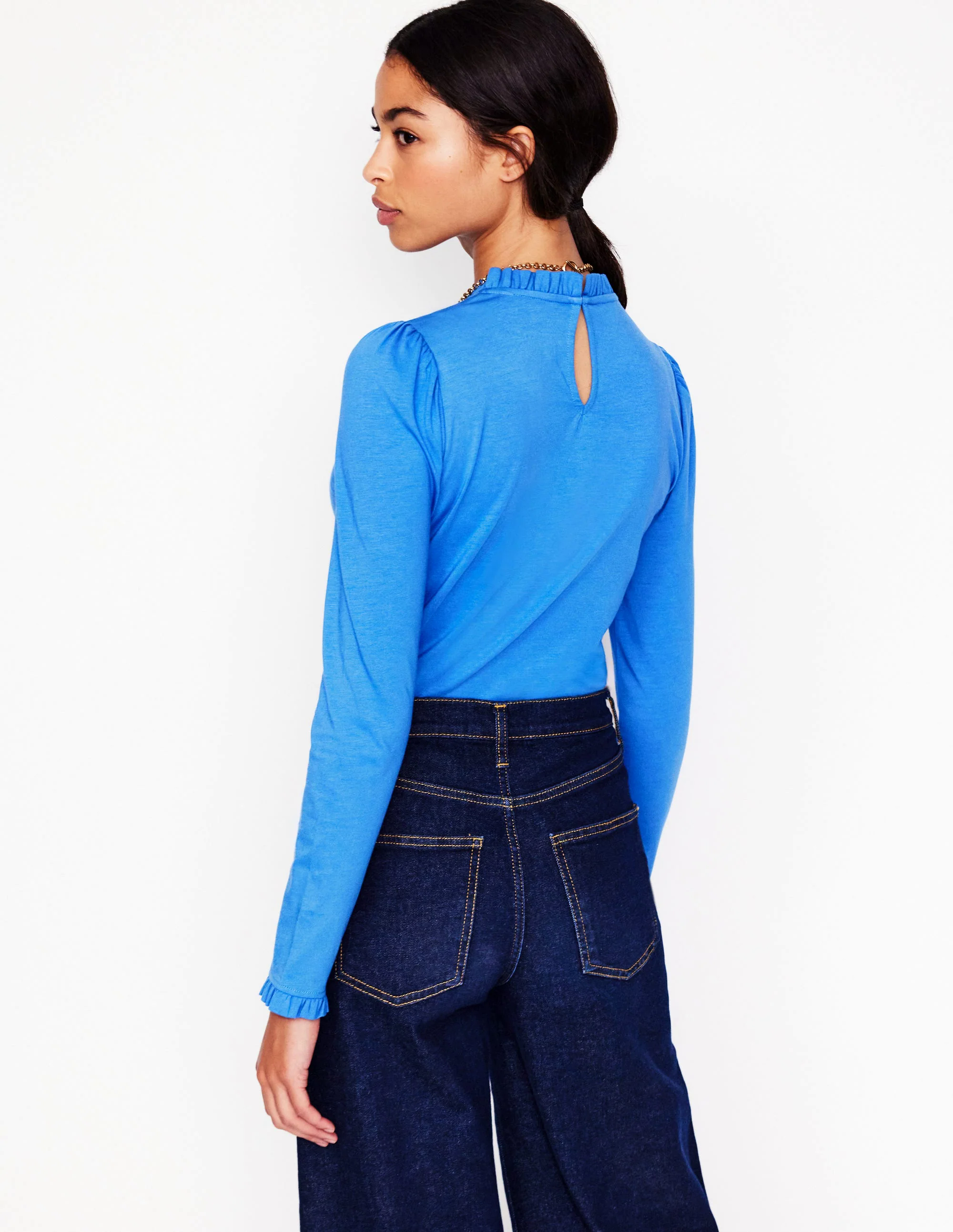 Supersoft Frill Detail Top-Captains Blue Supersoft Frill Detail Top-Captains Blue