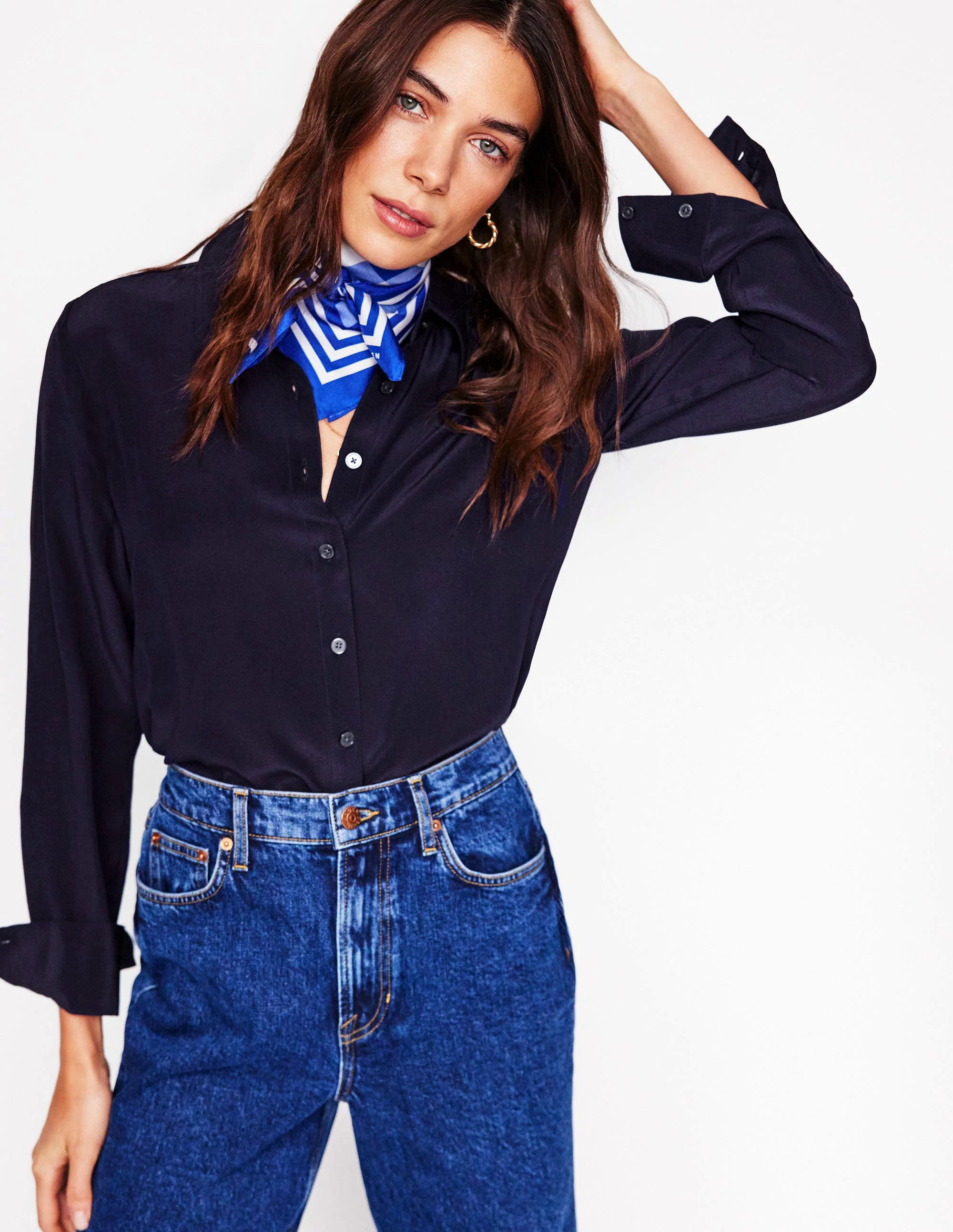 Silk Shirt-Navy