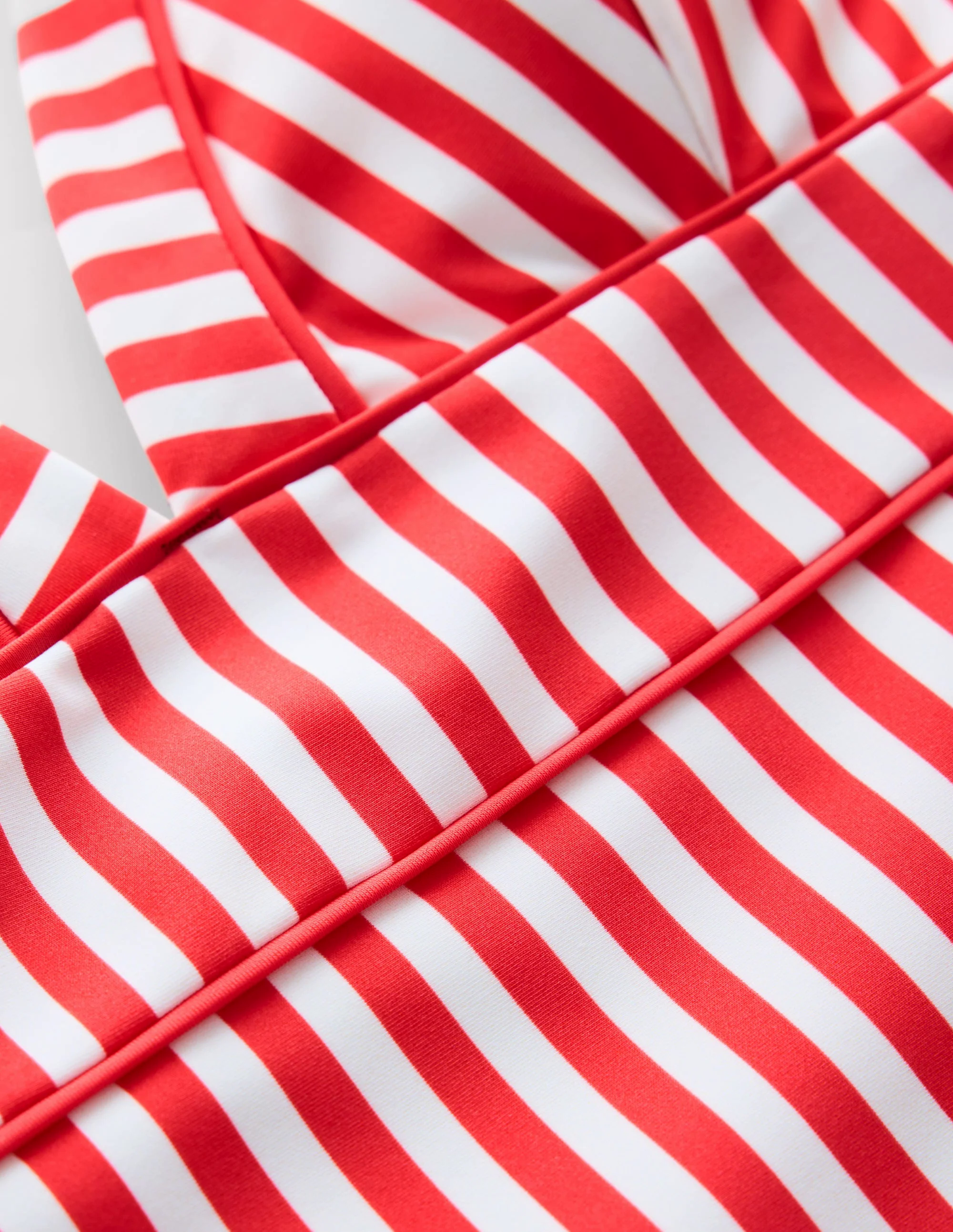  String V Neck Swimsuit-Coral Punch/ Ivory Stripe