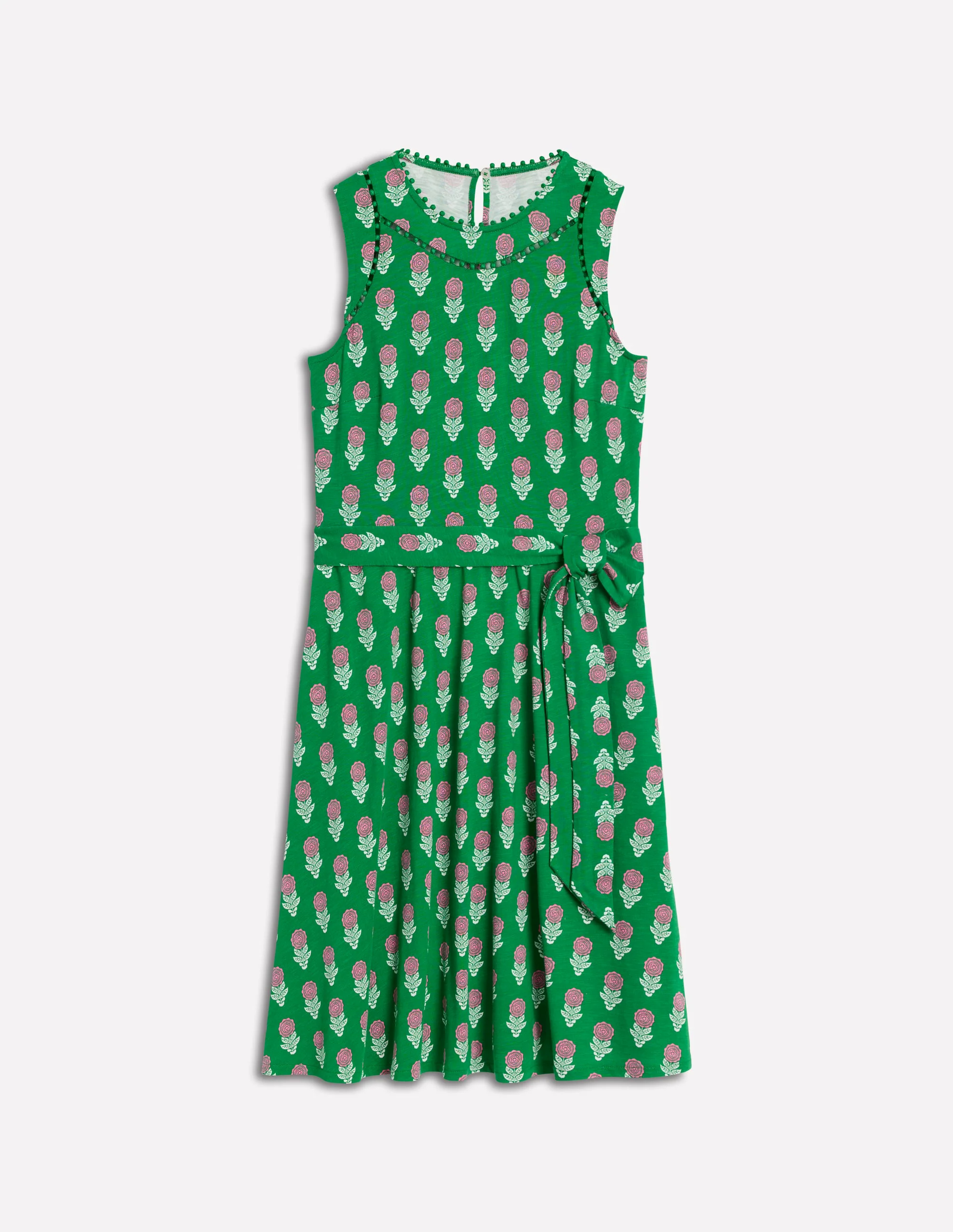 Mila Trim Short Jersey Dress-Rich Emerald, Dahlia Sprig Mila Trim Short Jersey Dress-Rich Emerald, Dahlia Sprig