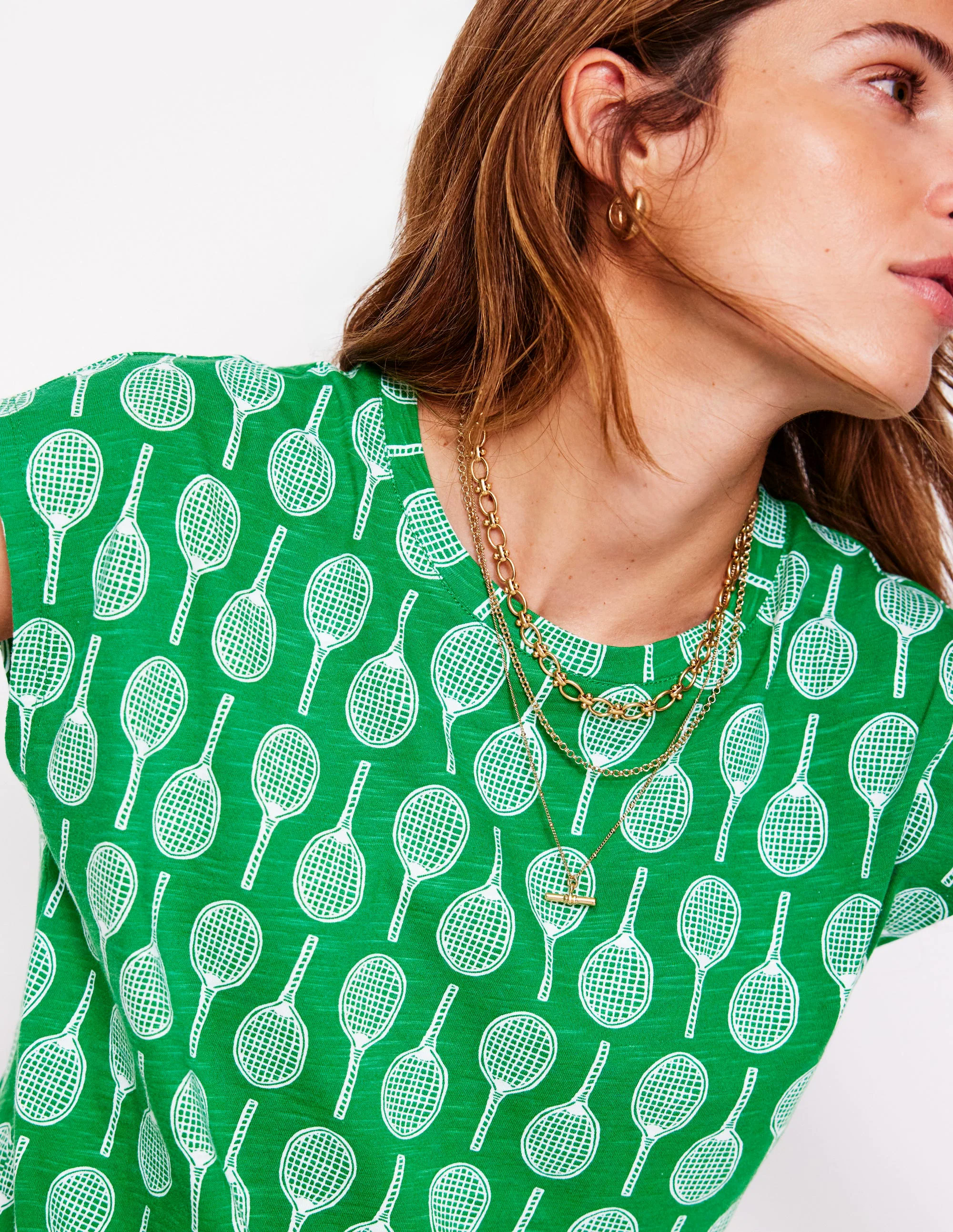 Louisa Slub T-Shirt-Rich Emerald, Tennis