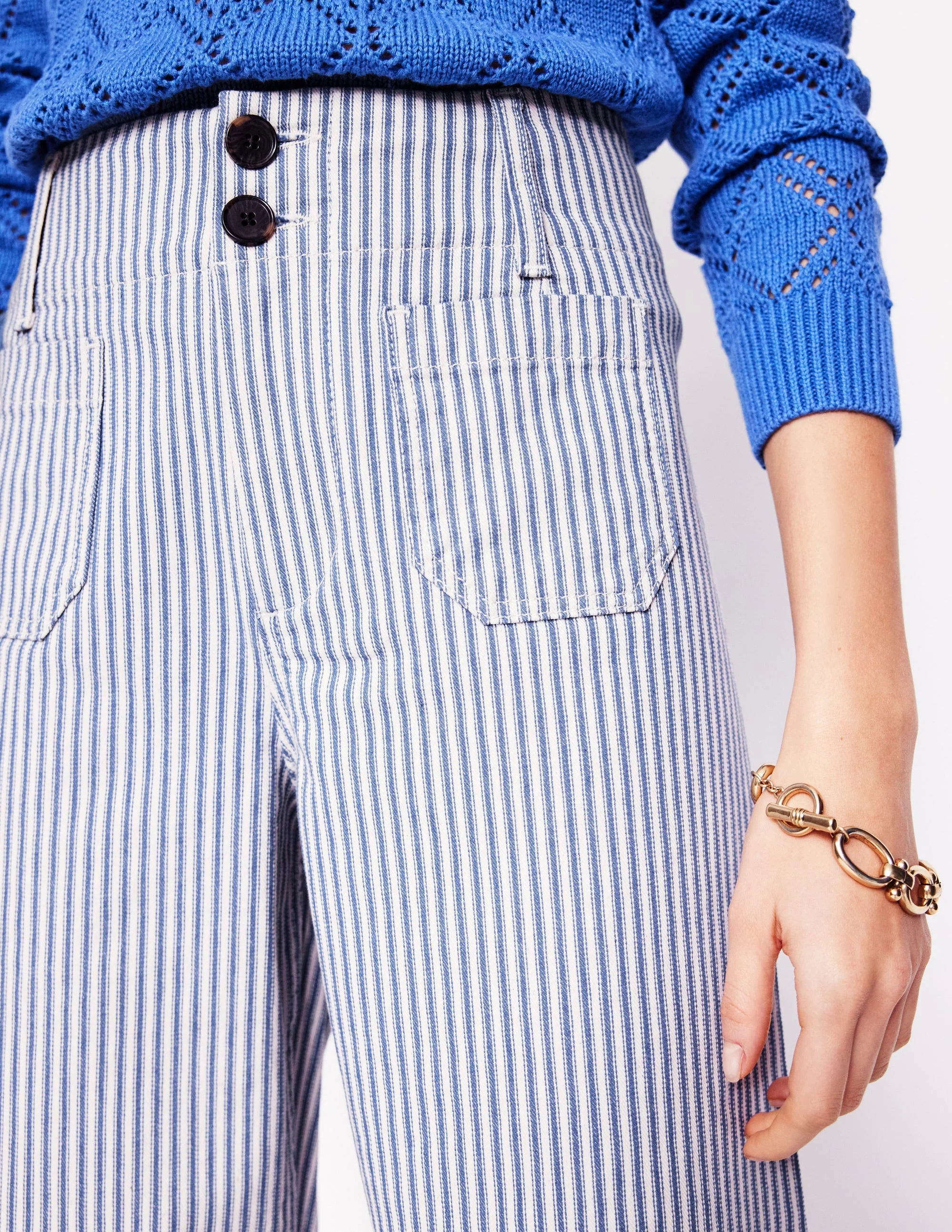  Patch Pocket Pants-Ticking Stripe