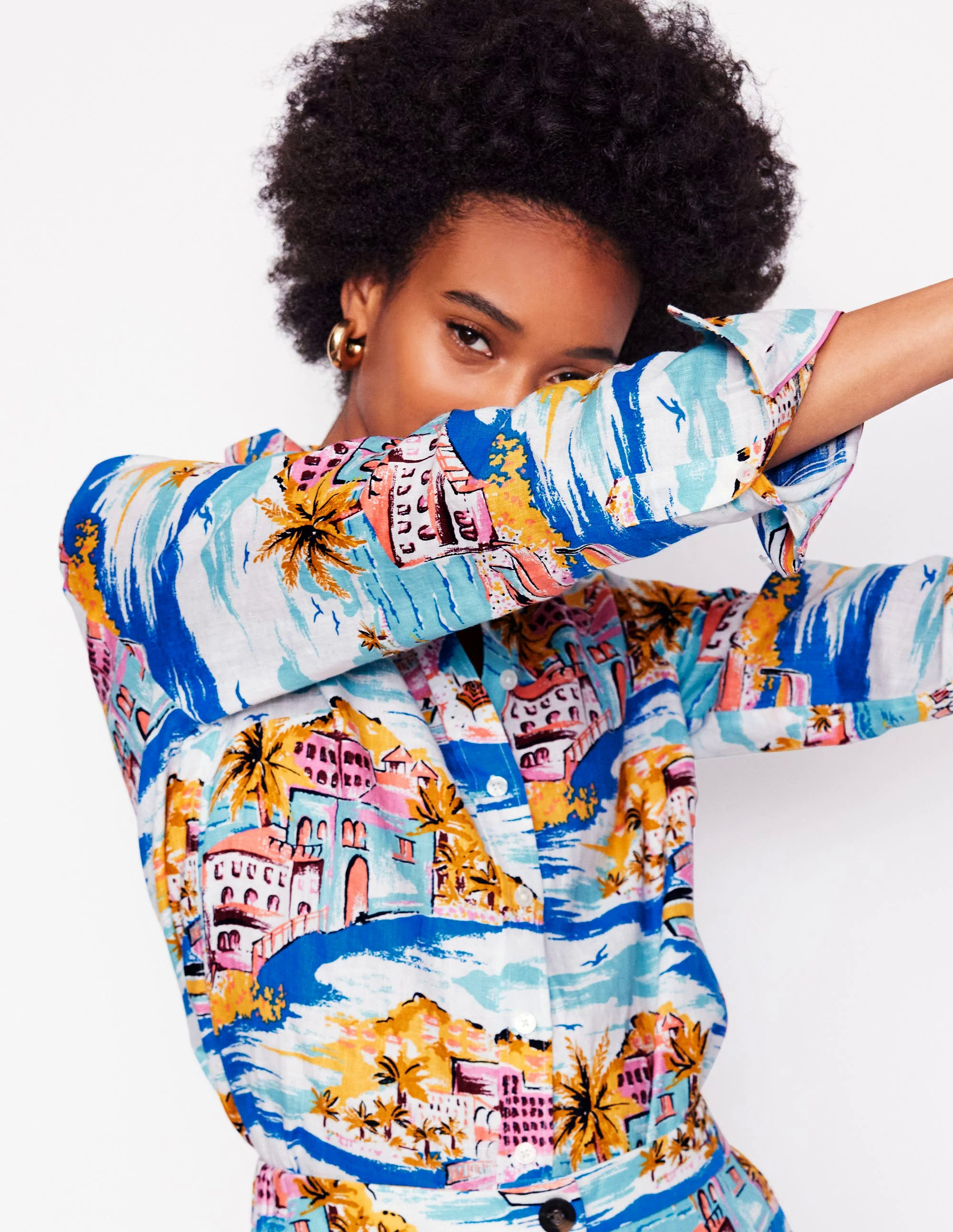  Linen Shirt-Multi, Paradise Bay
