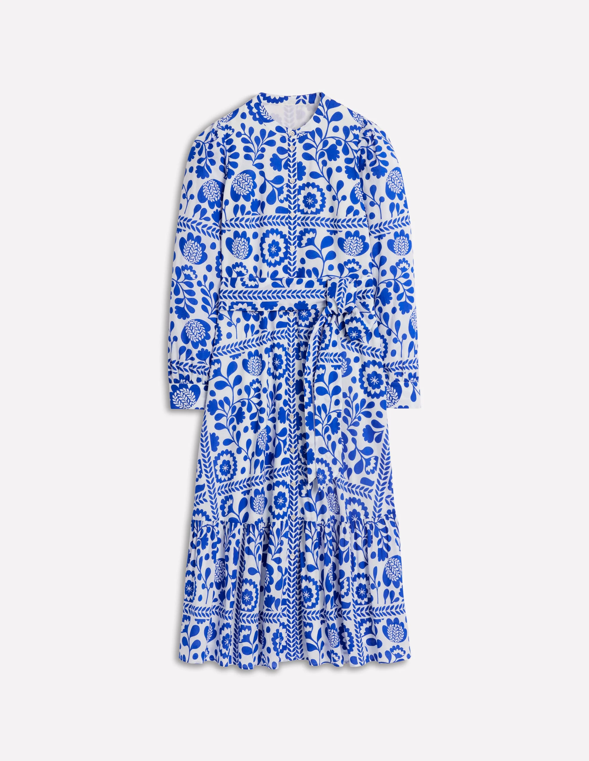 Mia Tiered Shirt Dress-Gallery Blue, Vine Tile Mia Tiered Shirt Dress-Gallery Blue, Vine Tile
