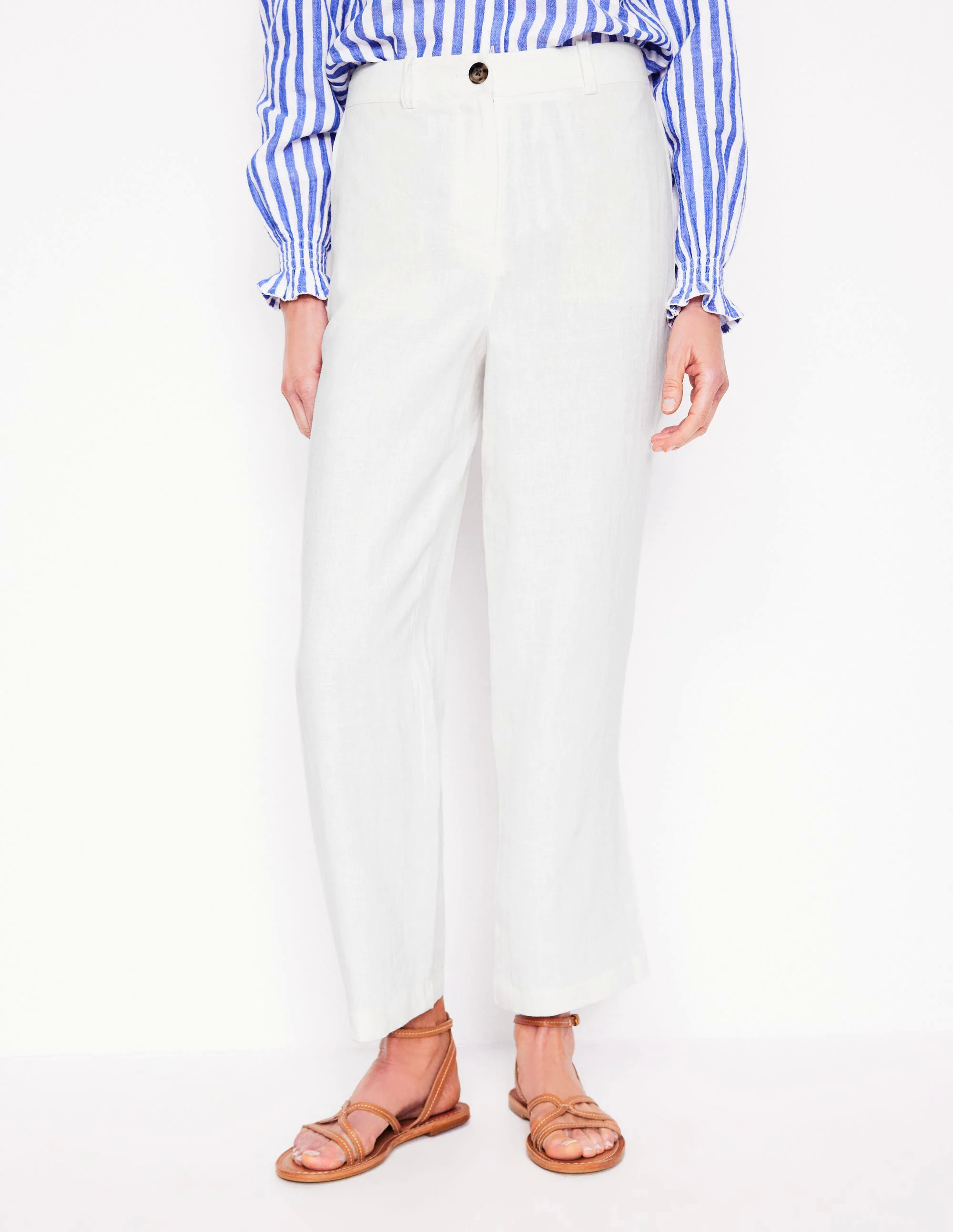 Westbourne Crop Linen Pants-White Westbourne Crop Linen Pants-White