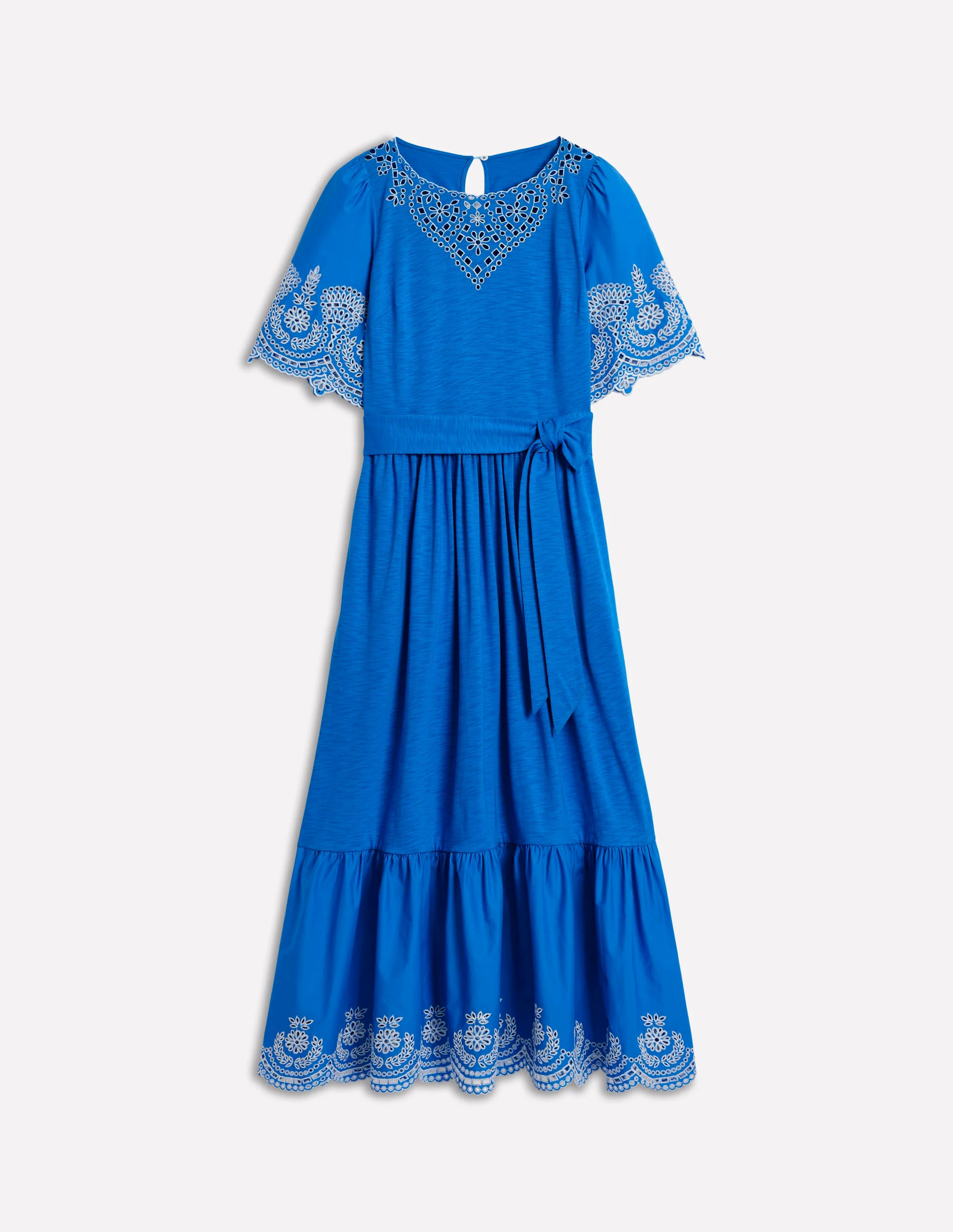 Isabel Broderie Mix maxi Dress-Cerulean Blue Isabel Broderie Mix maxi Dress-Cerulean Blue