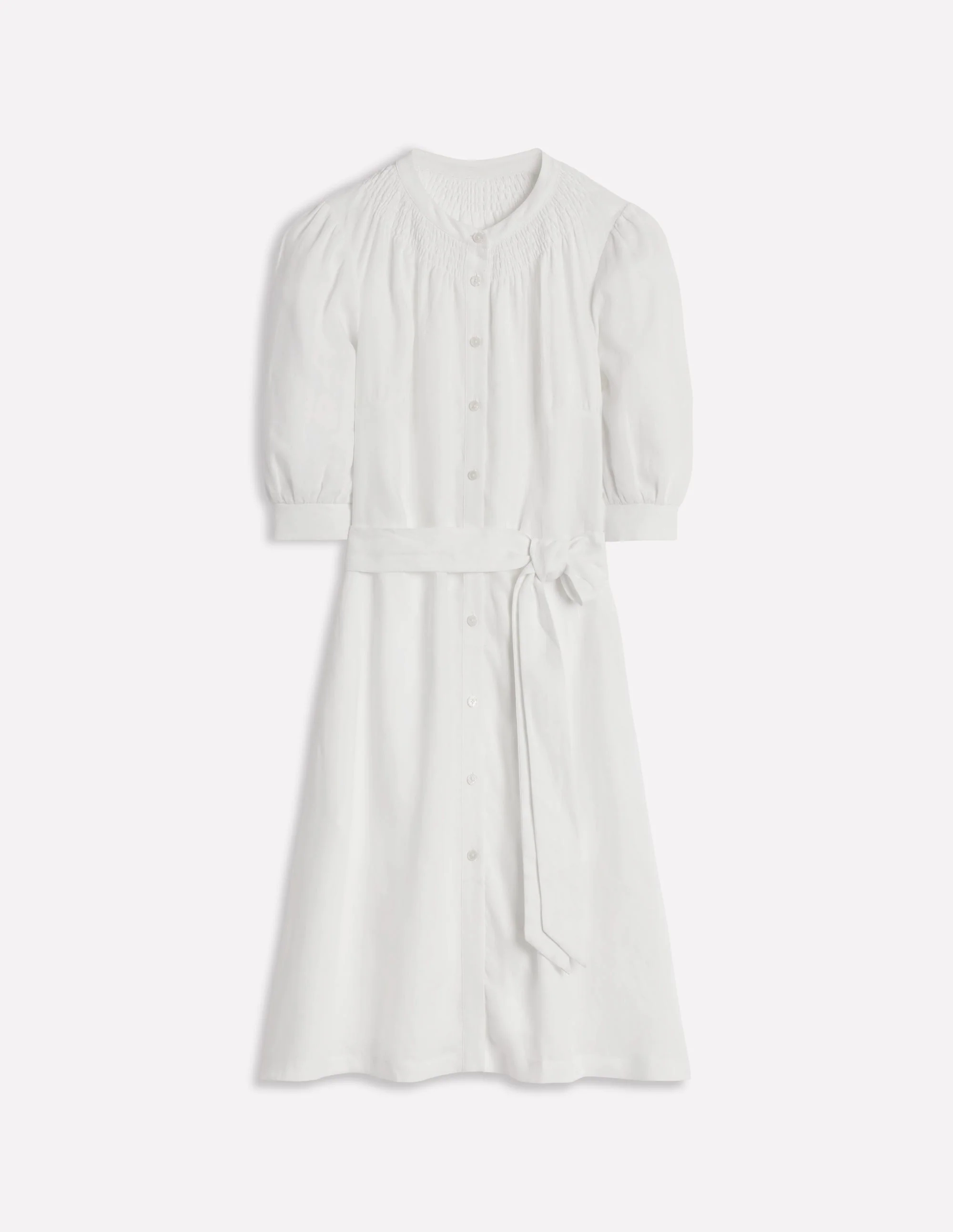  Linen Short Dress-White