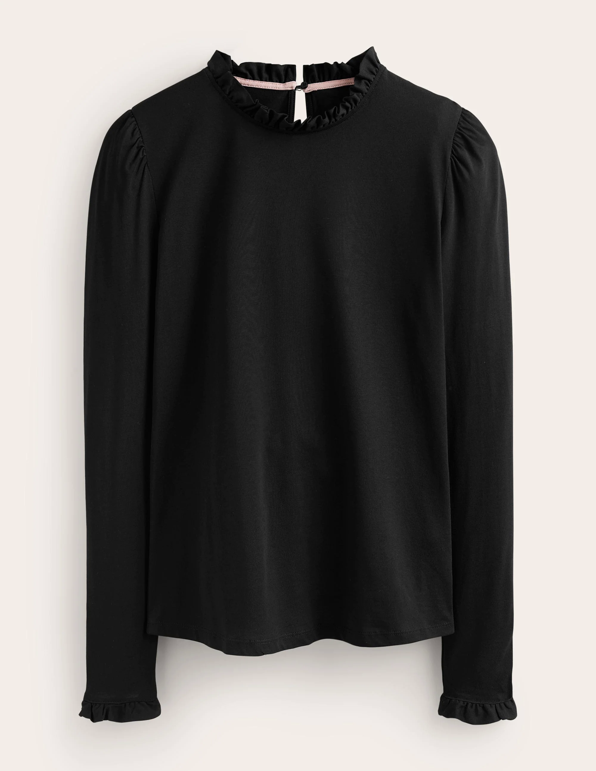 Supersoft Frill Detail Top-Black Supersoft Frill Detail Top-Black