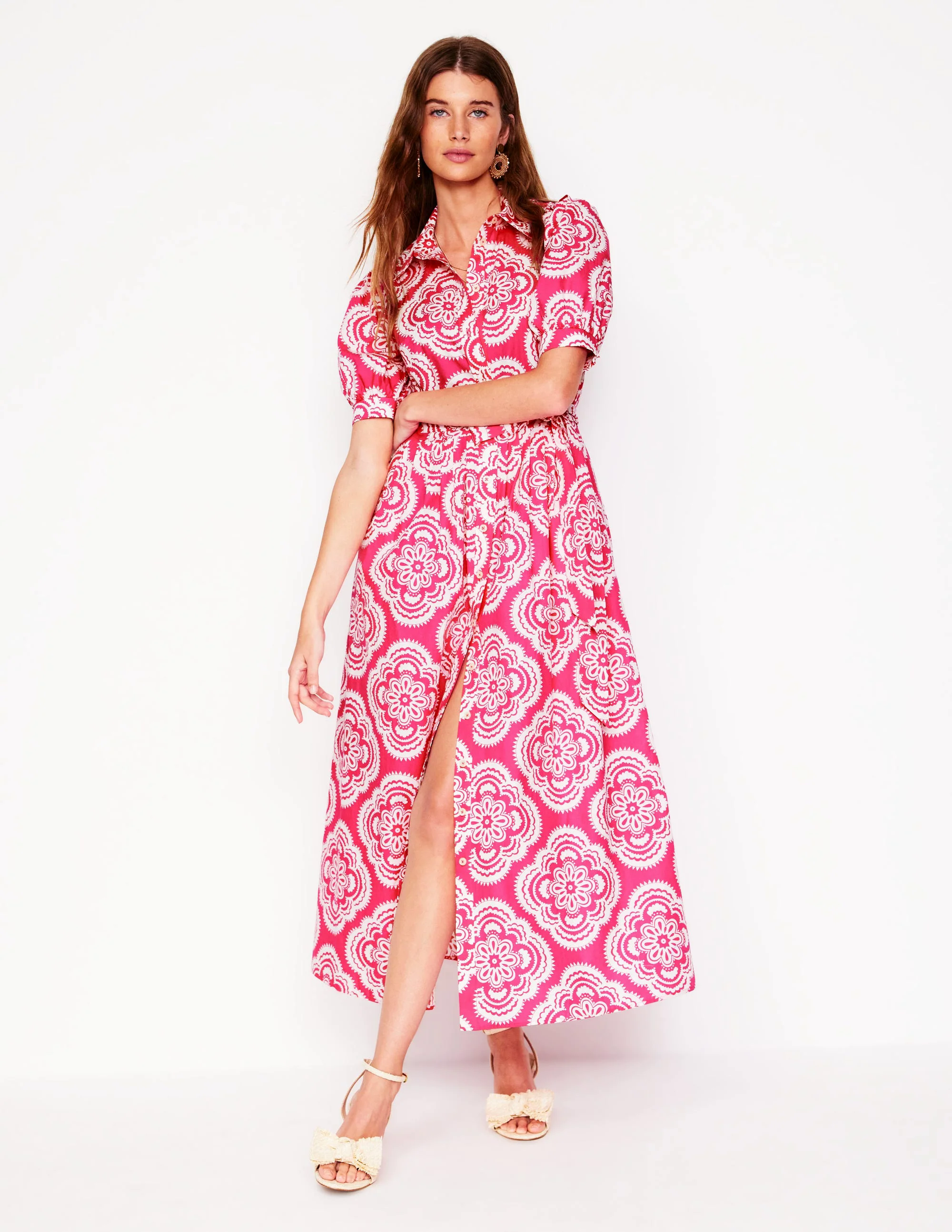  Maxi Shirt Dress-Pink Peony, Botanic Blush