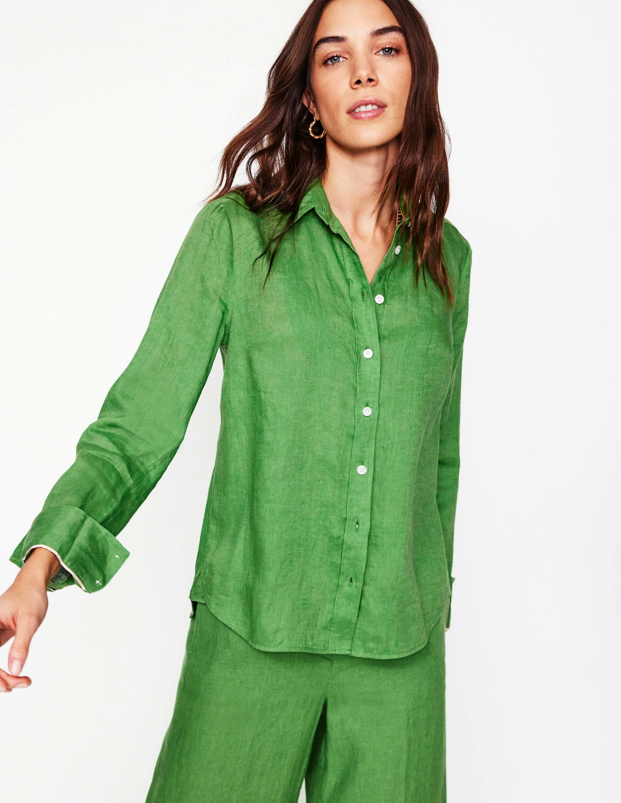 Linen Shirt-Paradise Green