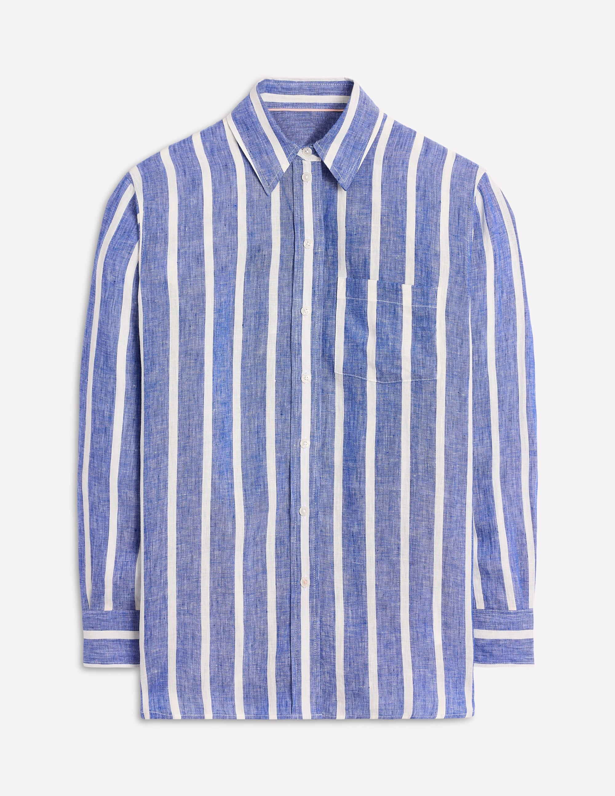 Relaxed Linen Shirt-Bright Blue Woven Breton