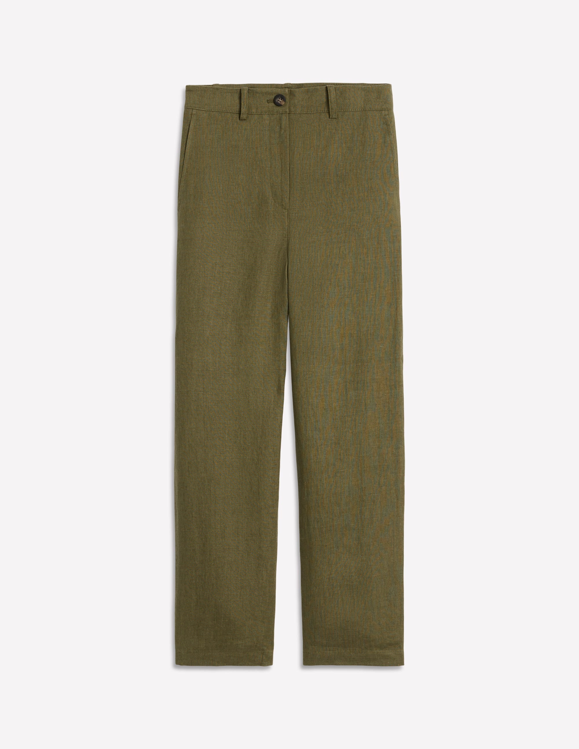  Crop Linen Pants-Woodland Green