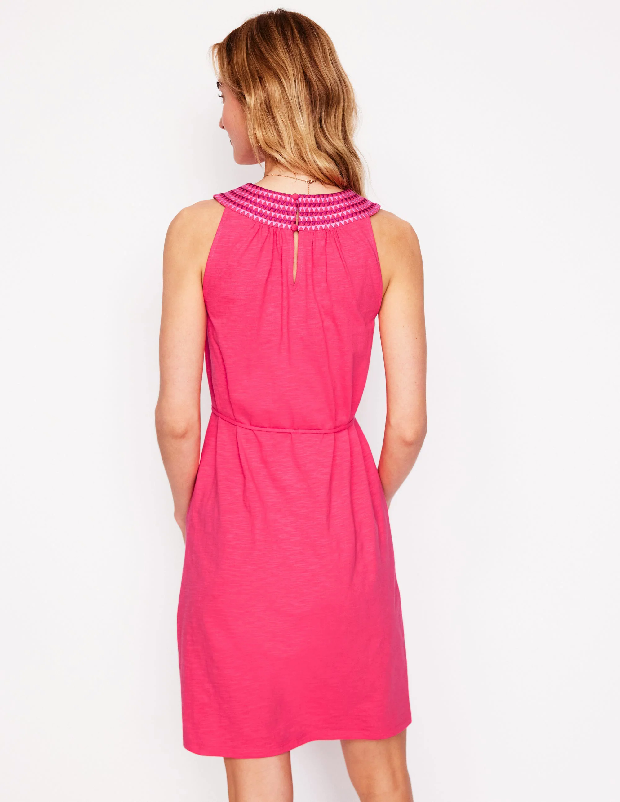 Eleni Embroidered Short Dress-Camelia Pink Eleni Embroidered Short Dress-Camelia Pink