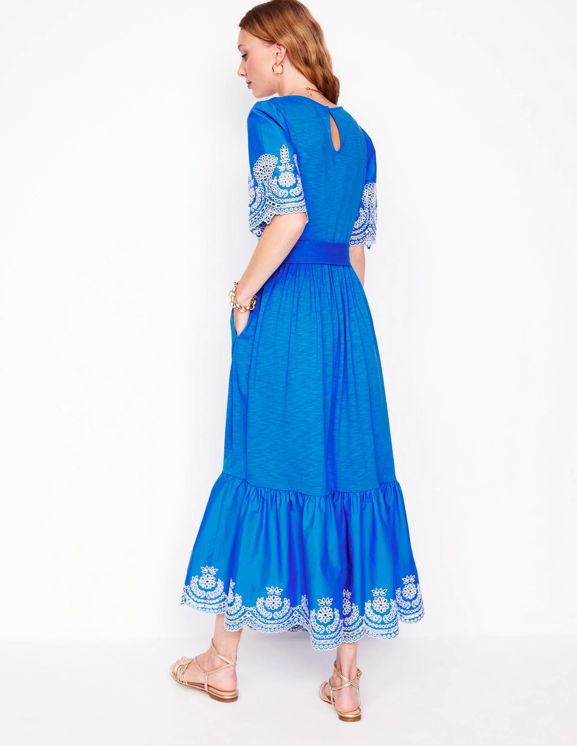 Isabel Broderie Mix maxi Dress-Cerulean Blue Isabel Broderie Mix maxi Dress-Cerulean Blue