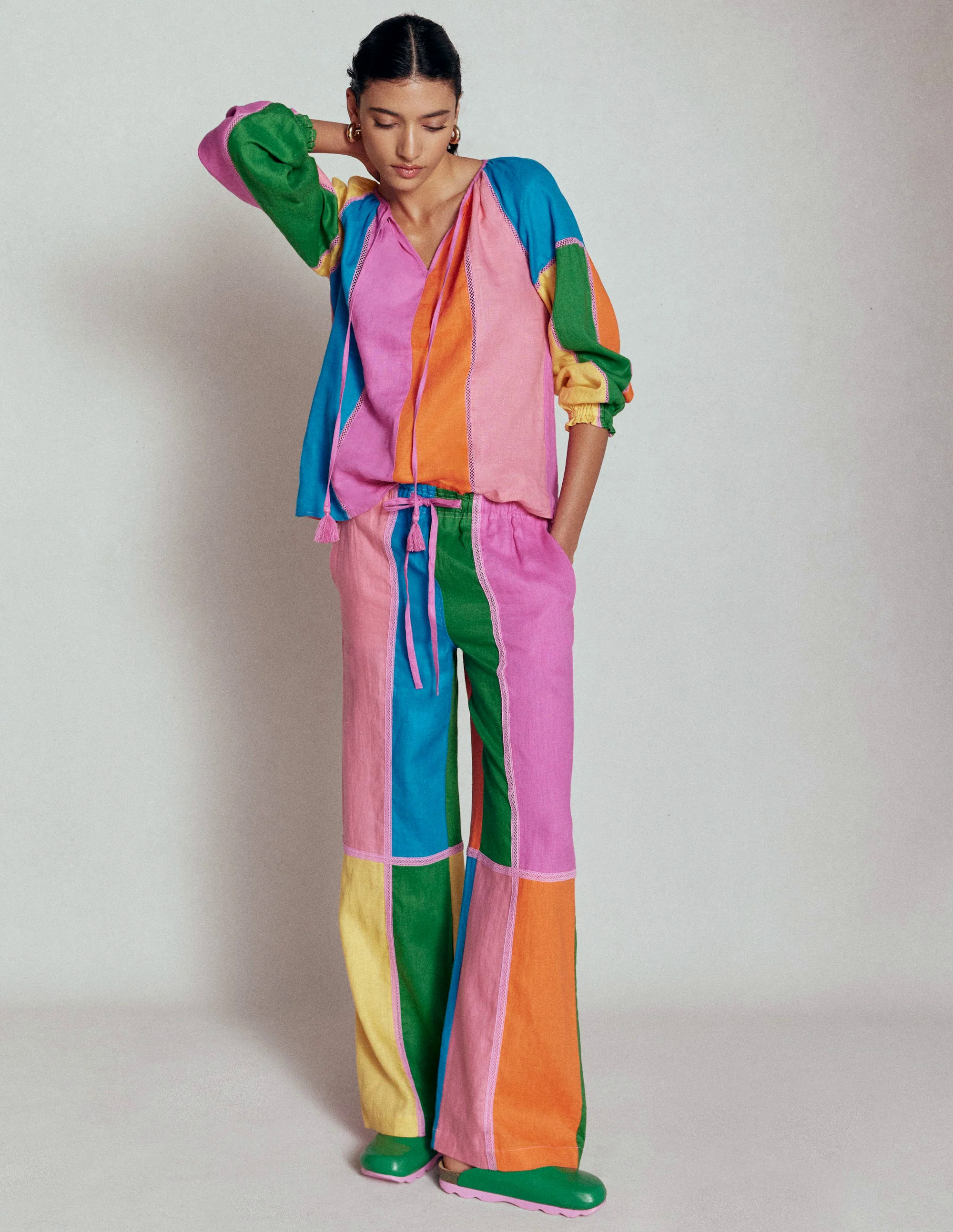 Islington Linen Pants-Multi Colourblock Islington Linen Pants-Multi Colourblock