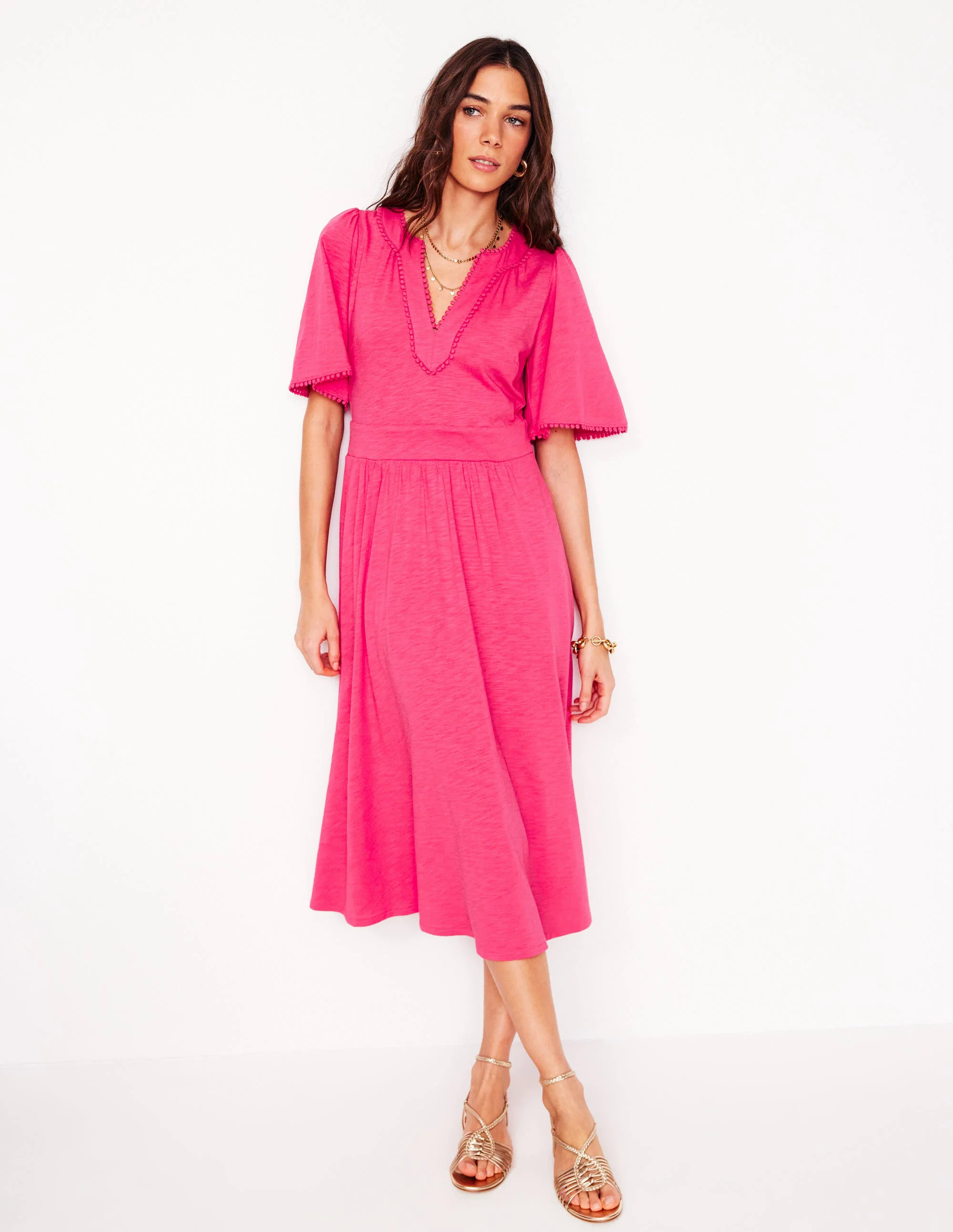 Maddie Trim Jersey Dress-Camelia Pink Maddie Trim Jersey Dress-Camelia Pink
