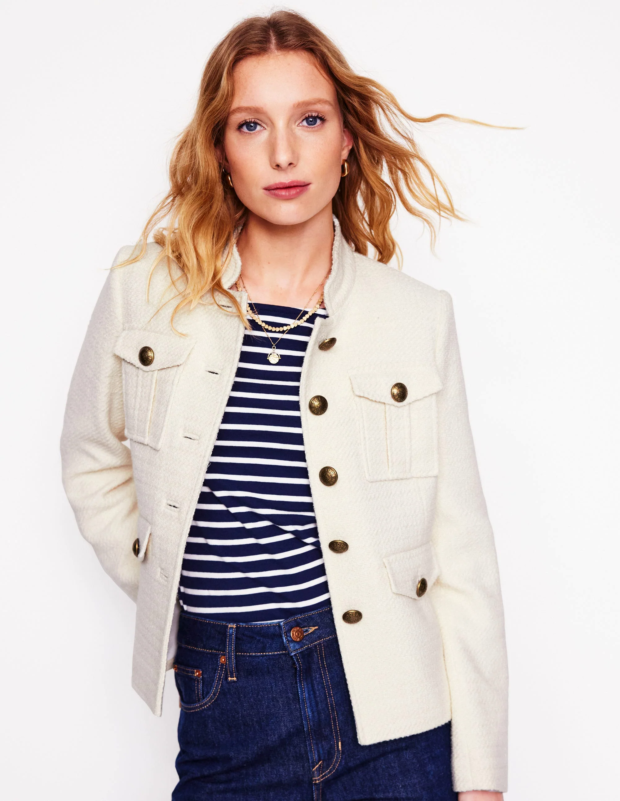 Textured Button Jacket-Ivory Textured Button Jacket-Ivory