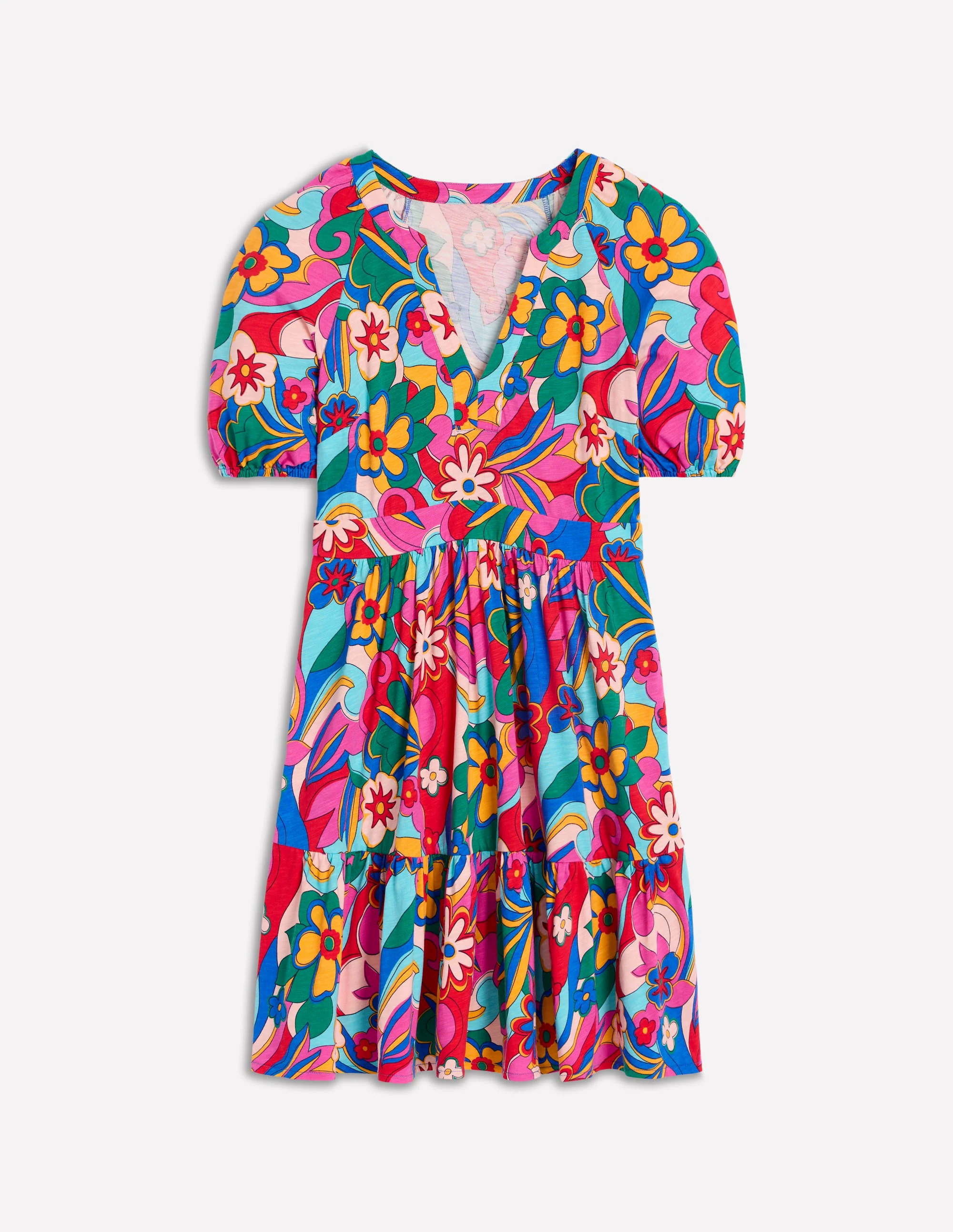  Short Jersey Dress-Multi, Blossomy Pop
