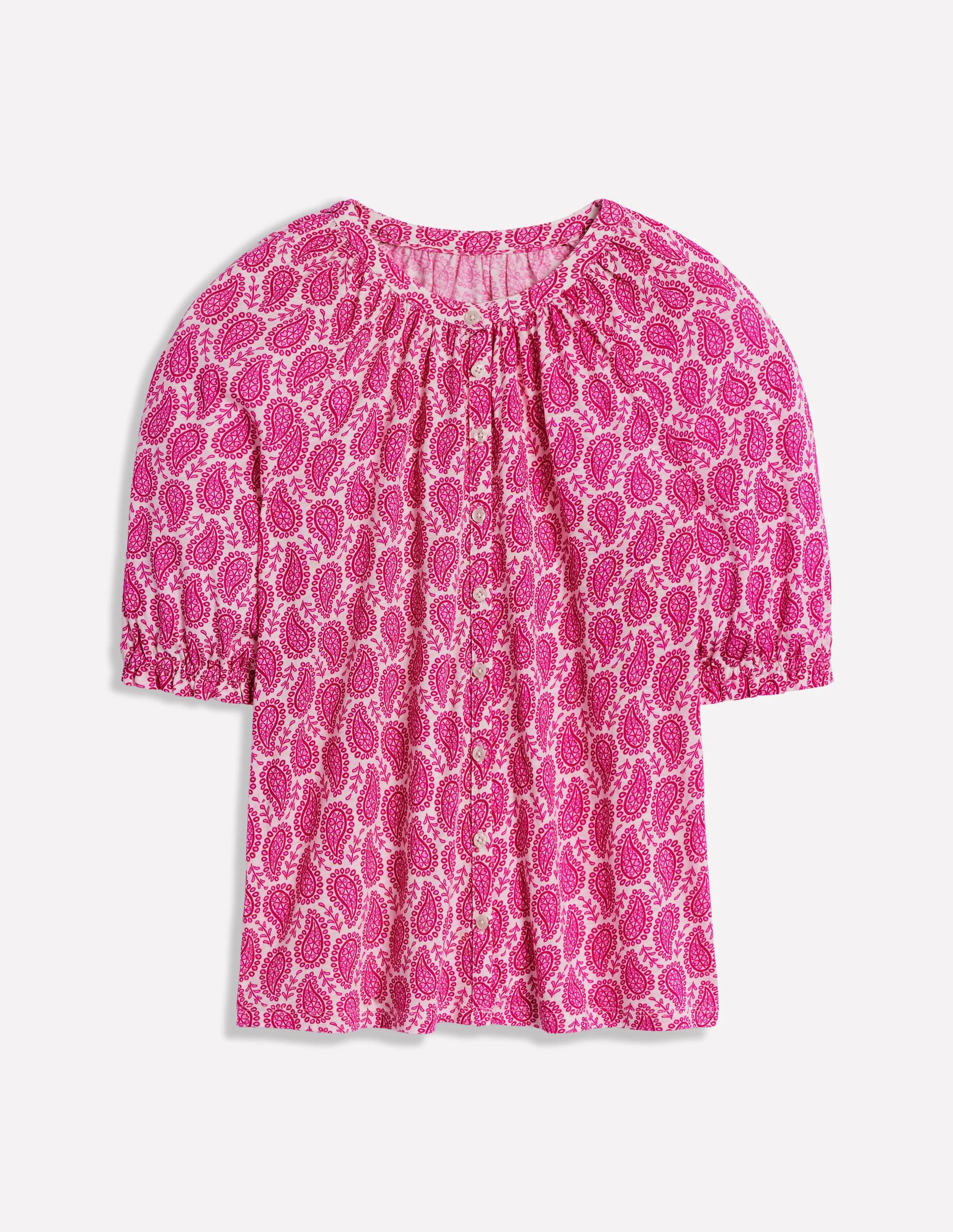 Isla Jersey Shirt-Cosmos Pink, Paisley Heart Isla Jersey Shirt-Cosmos Pink, Paisley Heart