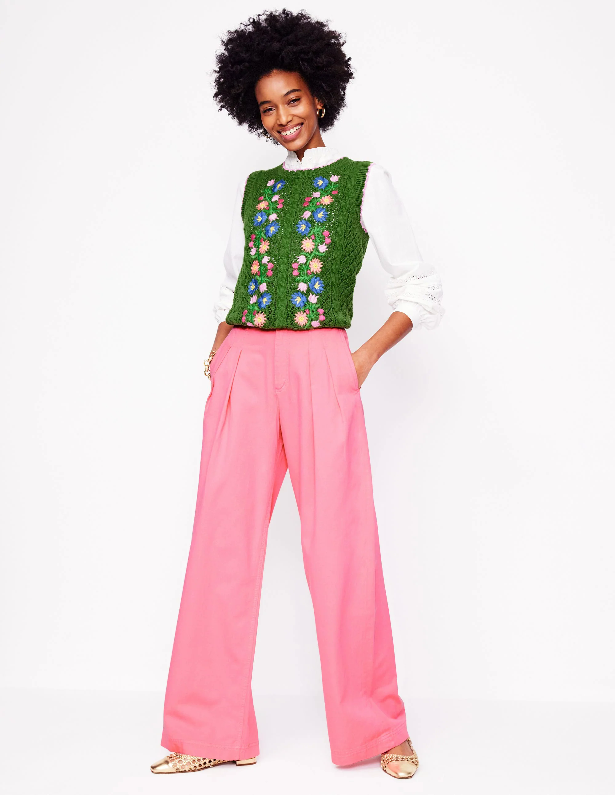  Wide Leg Pants-Pink Rose