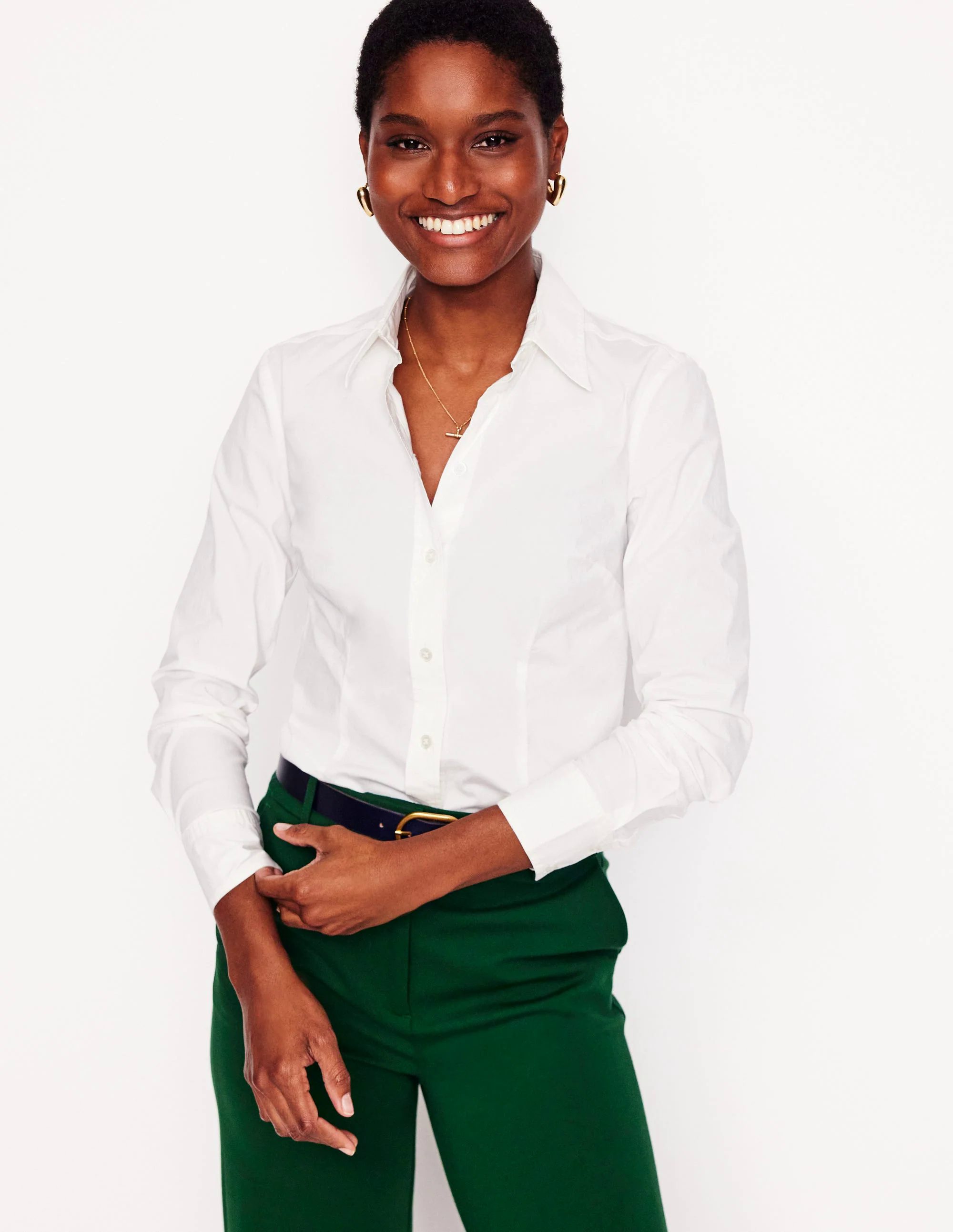  Stretch Cotton Shirt-White