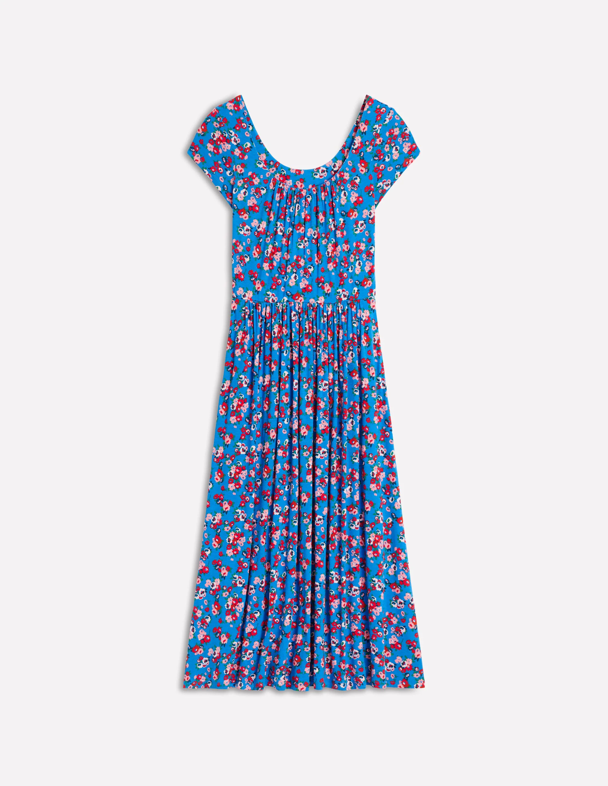  Jersey Dress-Cerulean Blue, Painterly Posy