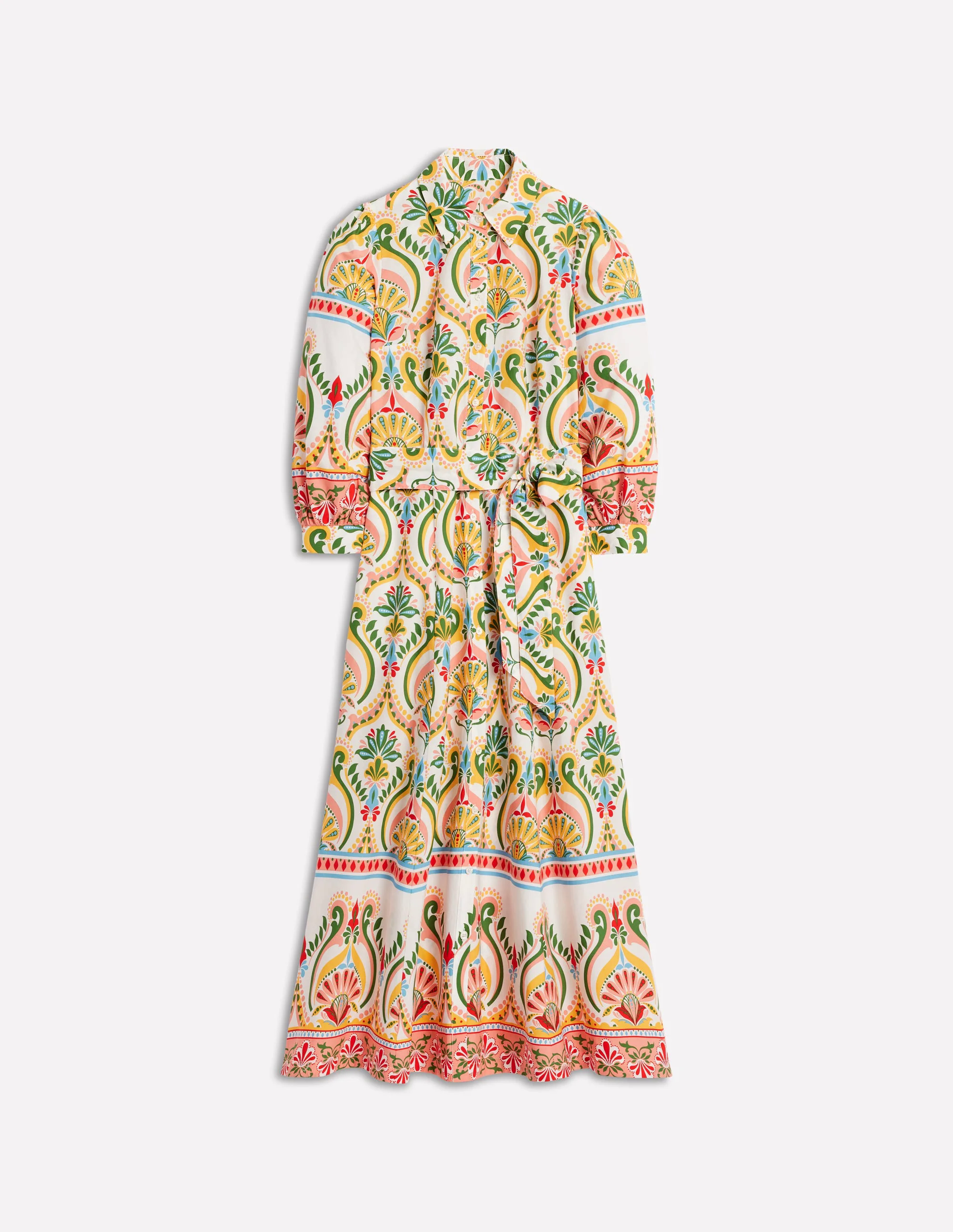  Cotton Shirt Dress-Multi, Ornamental Floral