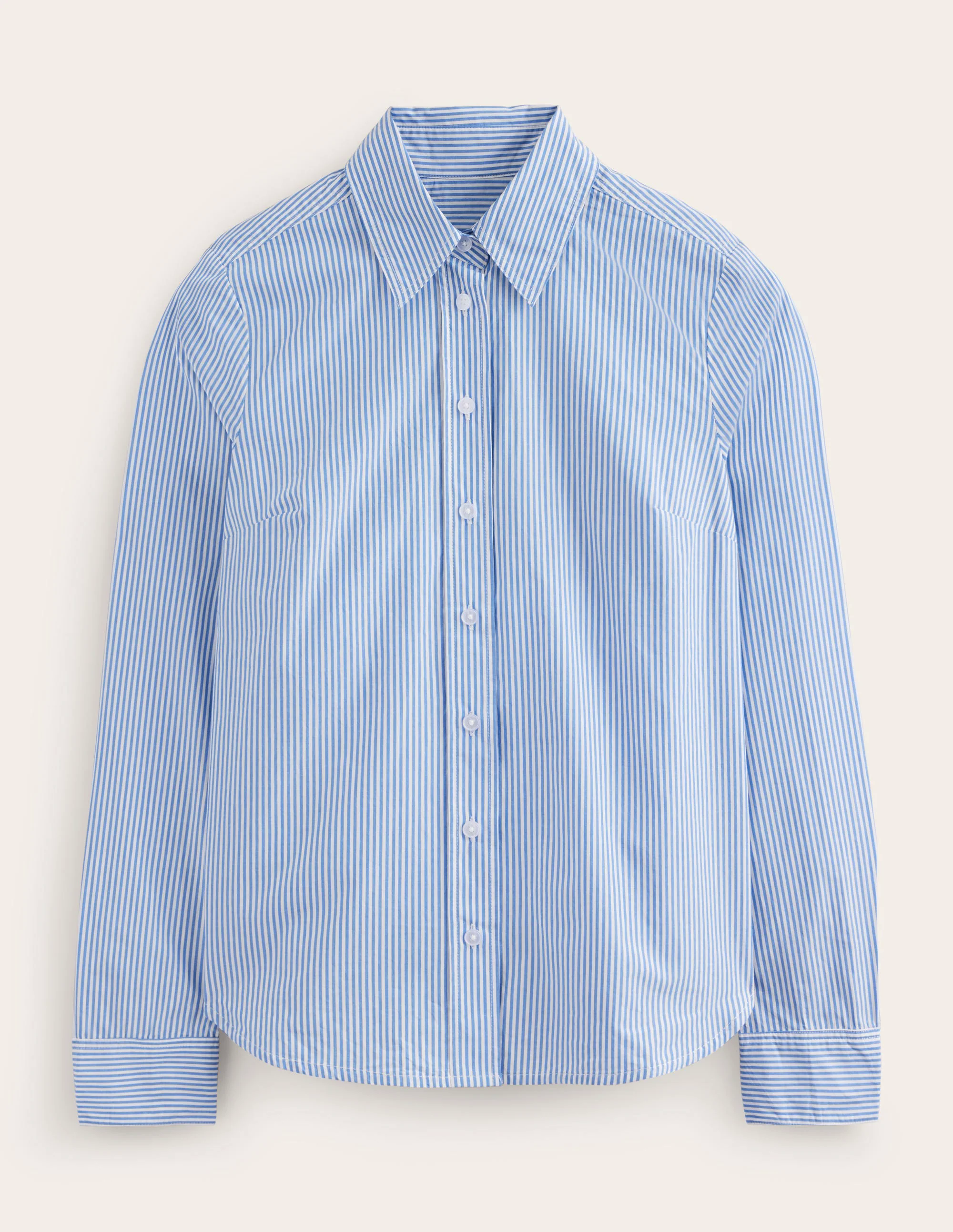  Cotton Shirt-Fine Blue Stripe