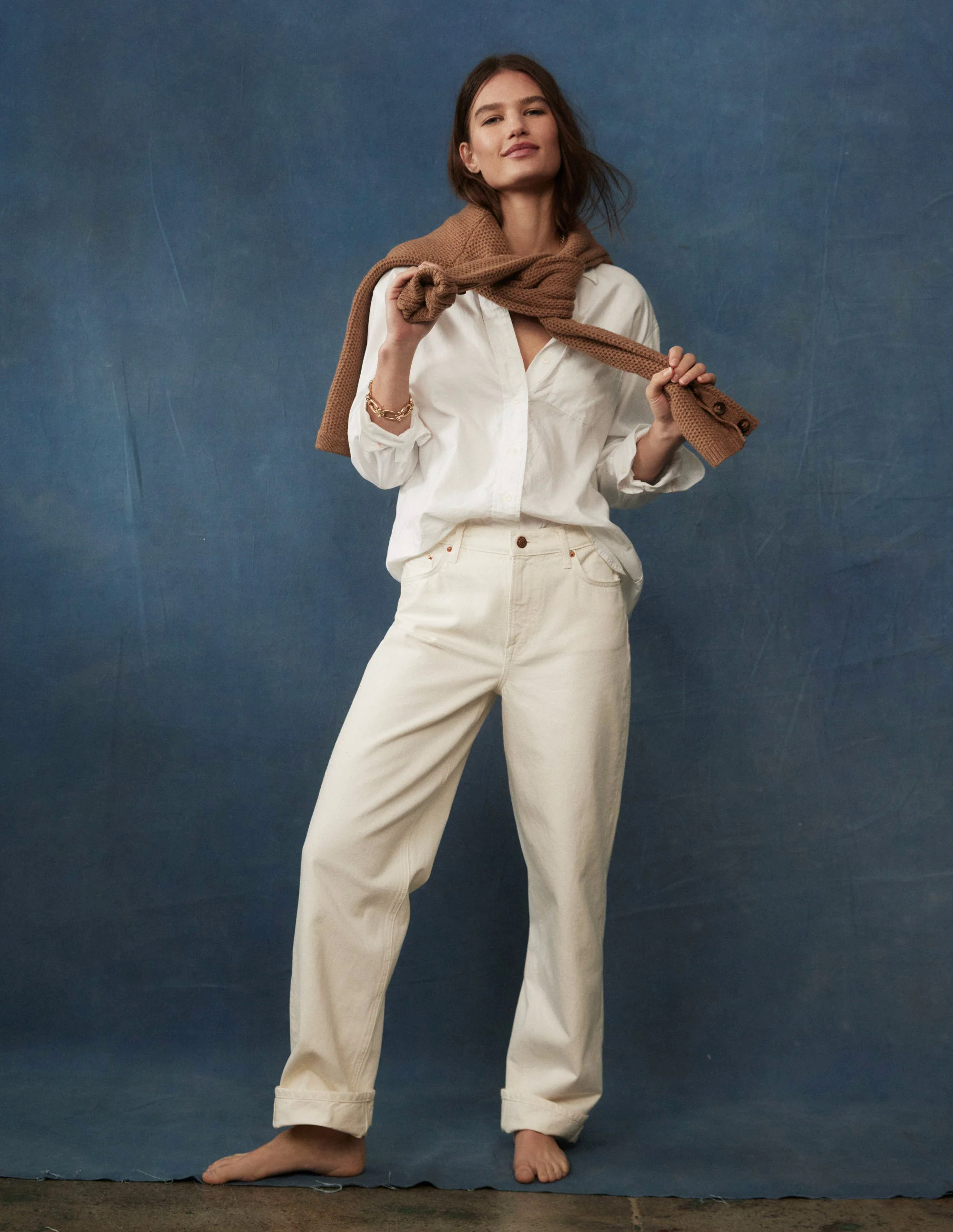 Relaxed Cotton Shirt-White Oxford